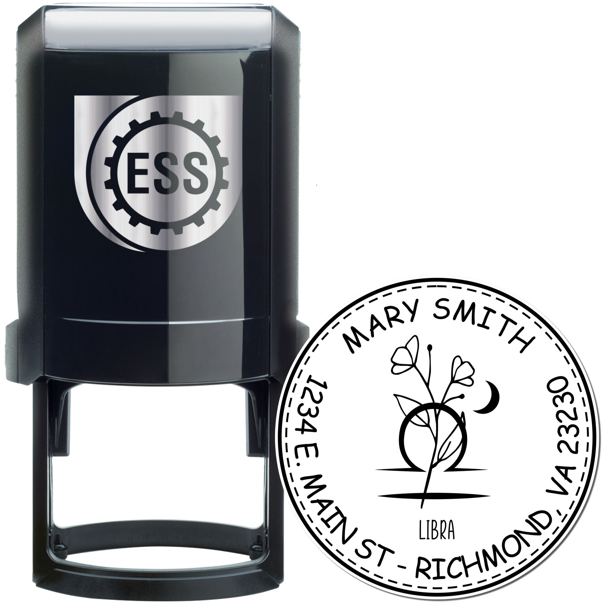 Self-Inking Flowering Libra Personalized Return Address Stamper - Engineer Seal Stamps