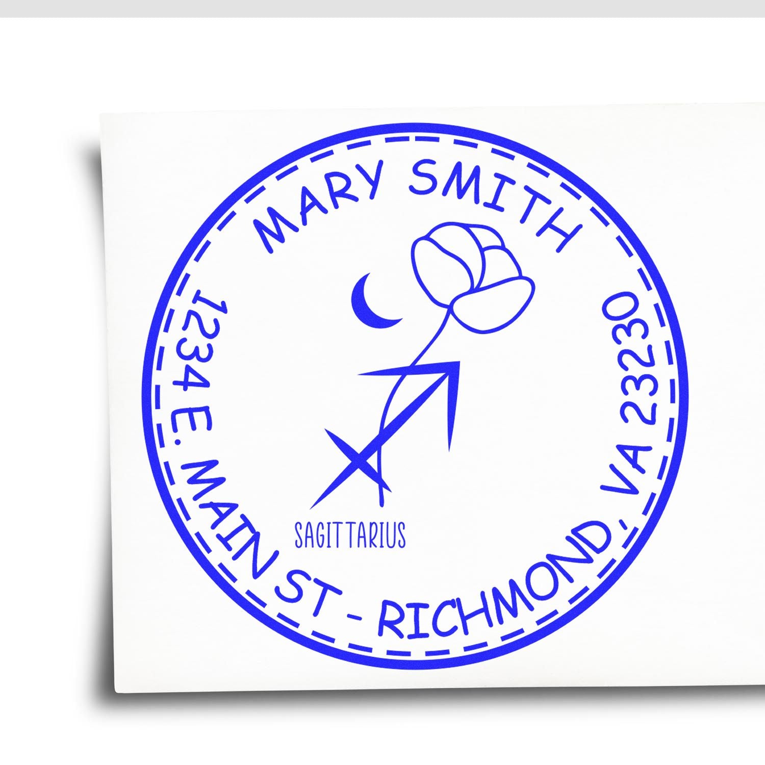 PSI Pre-Inked Flowering Sagittarius Custom Name And Address Stamp - Engineer Seal Stamps