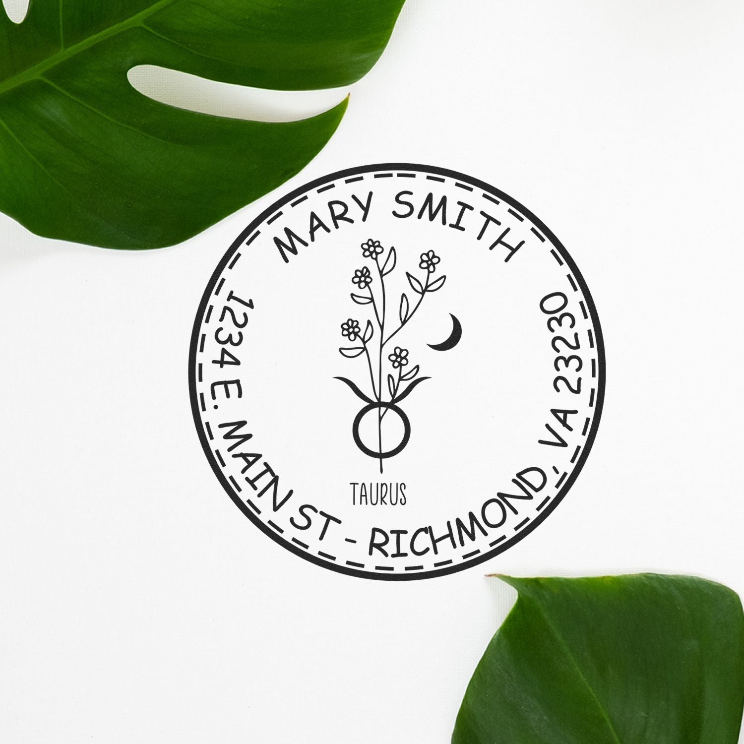 PSI Pre-Inked Flowering Taurus Custom Return Address Stamp - Engineer Seal Stamps