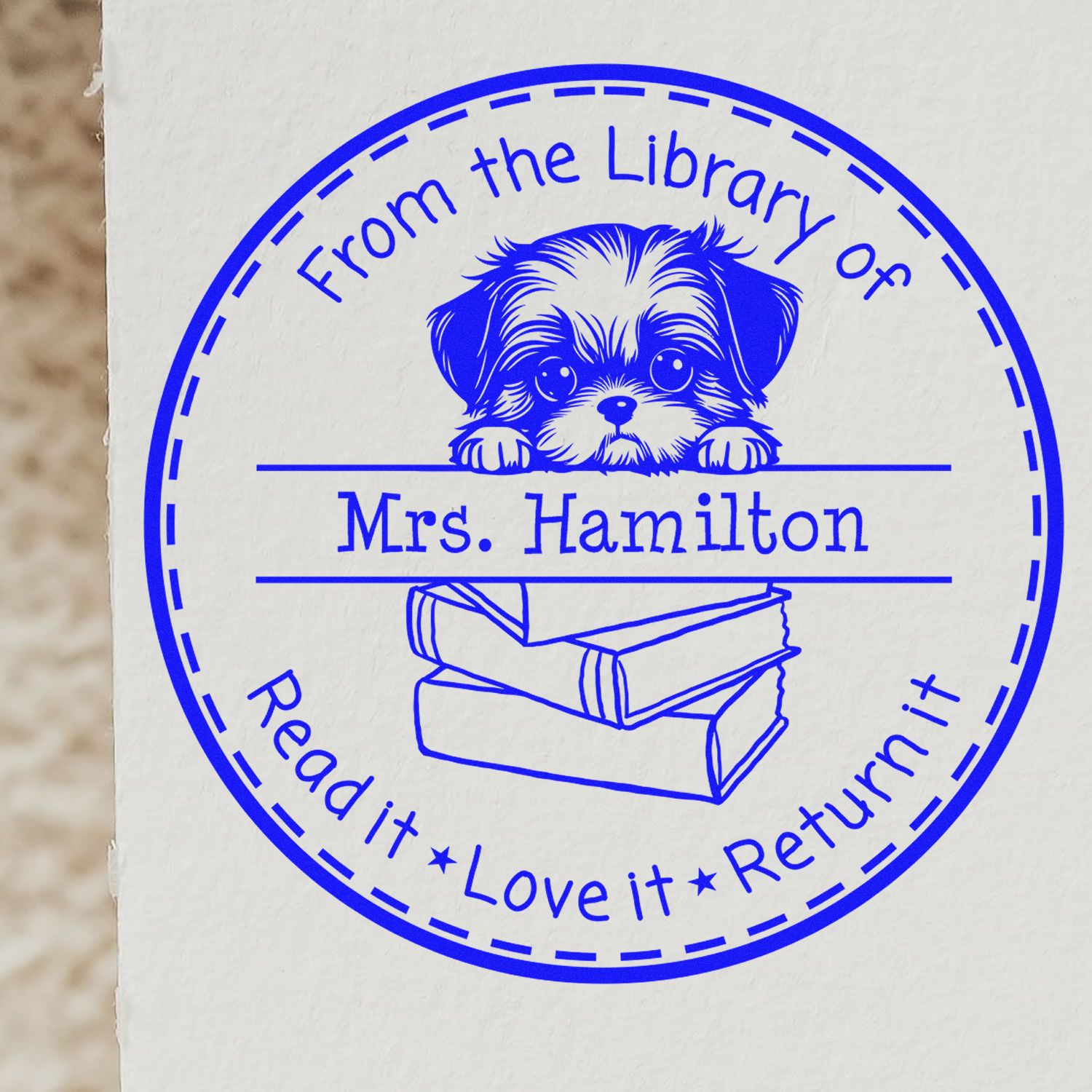 Shih Tzu Puppy Themed Read It Love It Return It For Students Stamper