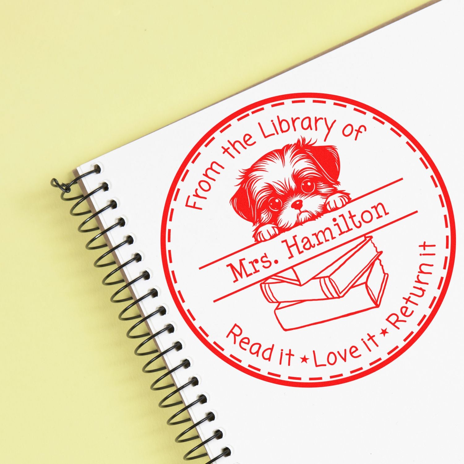 Shih Tzu Personalized Teacher Book Stamp