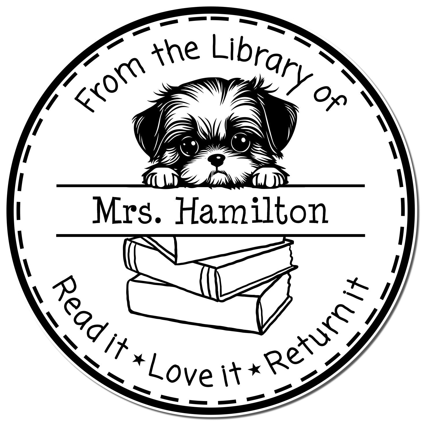 Shih Tzu Personalized Teacher Book Stamp