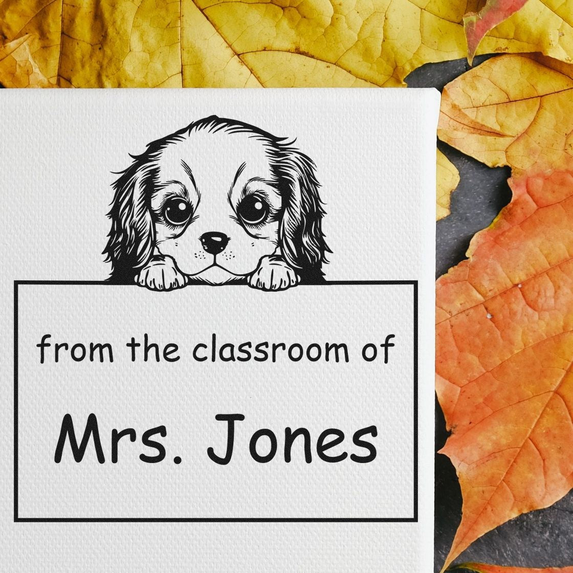 Wood Handle Cavalier King Charles Spaniel Puppy Themed Read It Love It Return It Personalized Stamp