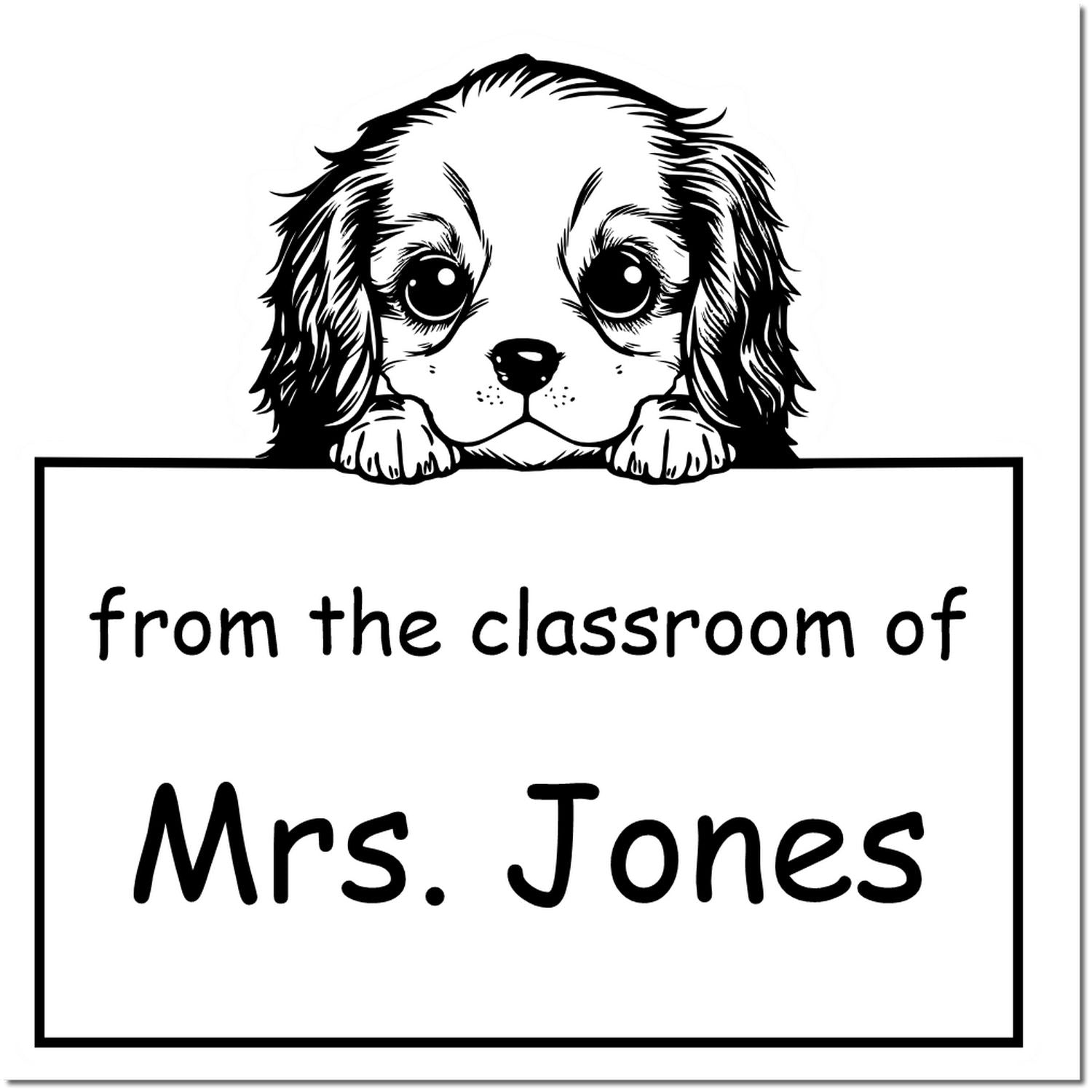 Wood Handle Cavalier King Charles Spaniel Puppy Themed Read It Love It Return It Personalized Stamp