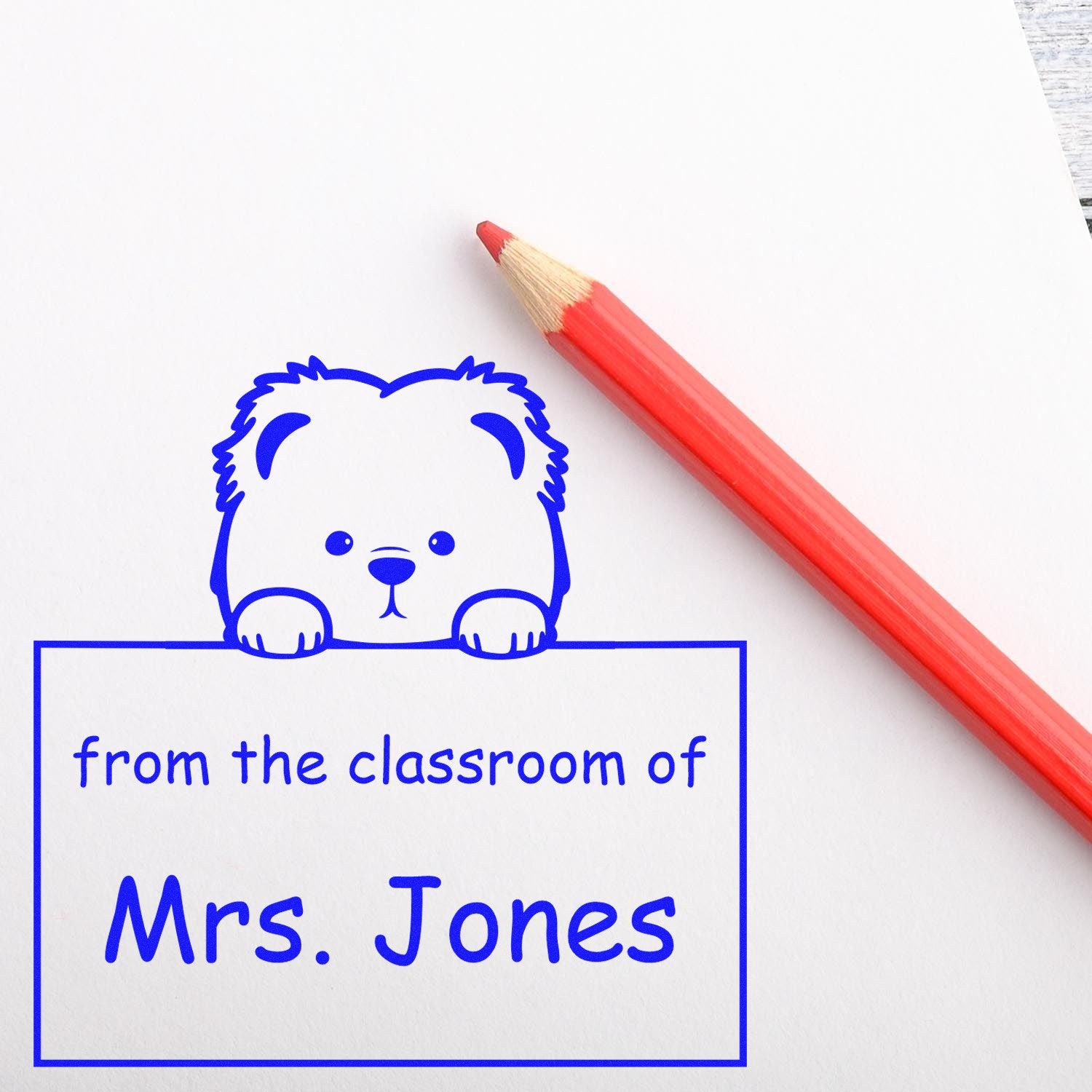 PSI Pre-Inked Chow Chow Personalized Read It Love It Return It For Teachers Stamper - Engineer Seal Stamps