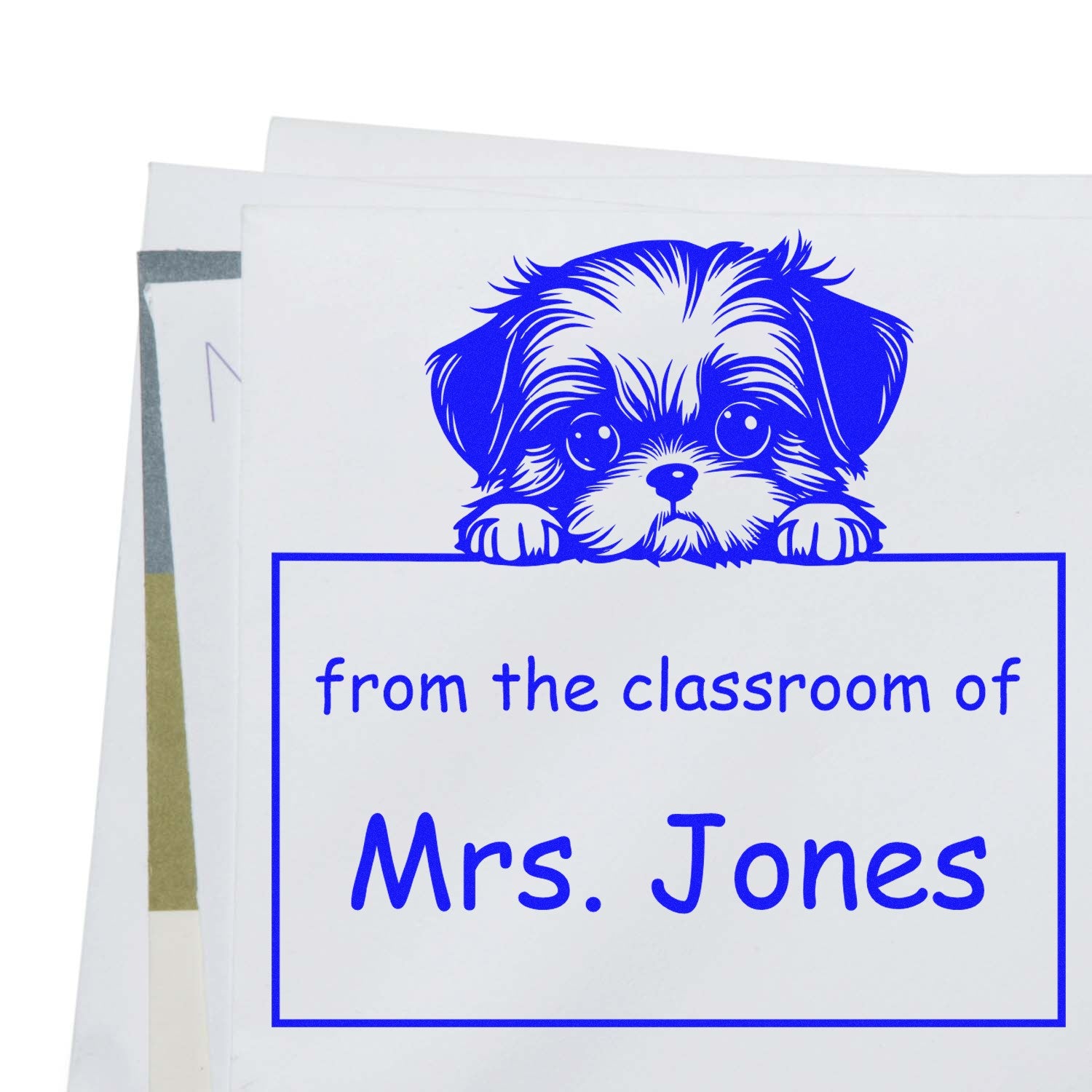 Wood Handle Shih Tzu Puppy Themed Classroom Leader Stamper