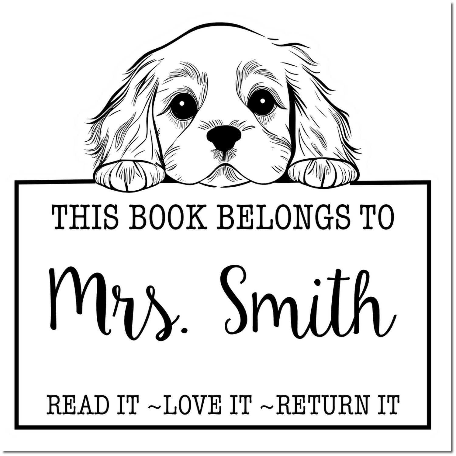 Self-Inking Cocker Spaniel Personalizable Read It Love It Return It Personalized Stamp - Engineer Seal Stamps