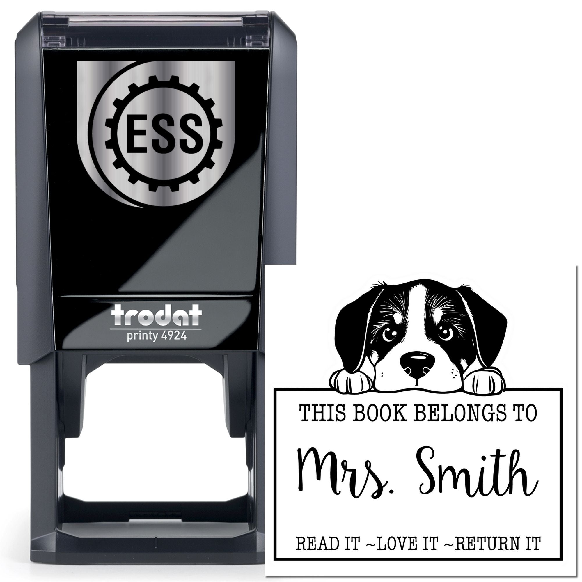Self-Inking Greater Swiss Mountain Dog Personalized Book Return Stamp - Engineer Seal Stamps