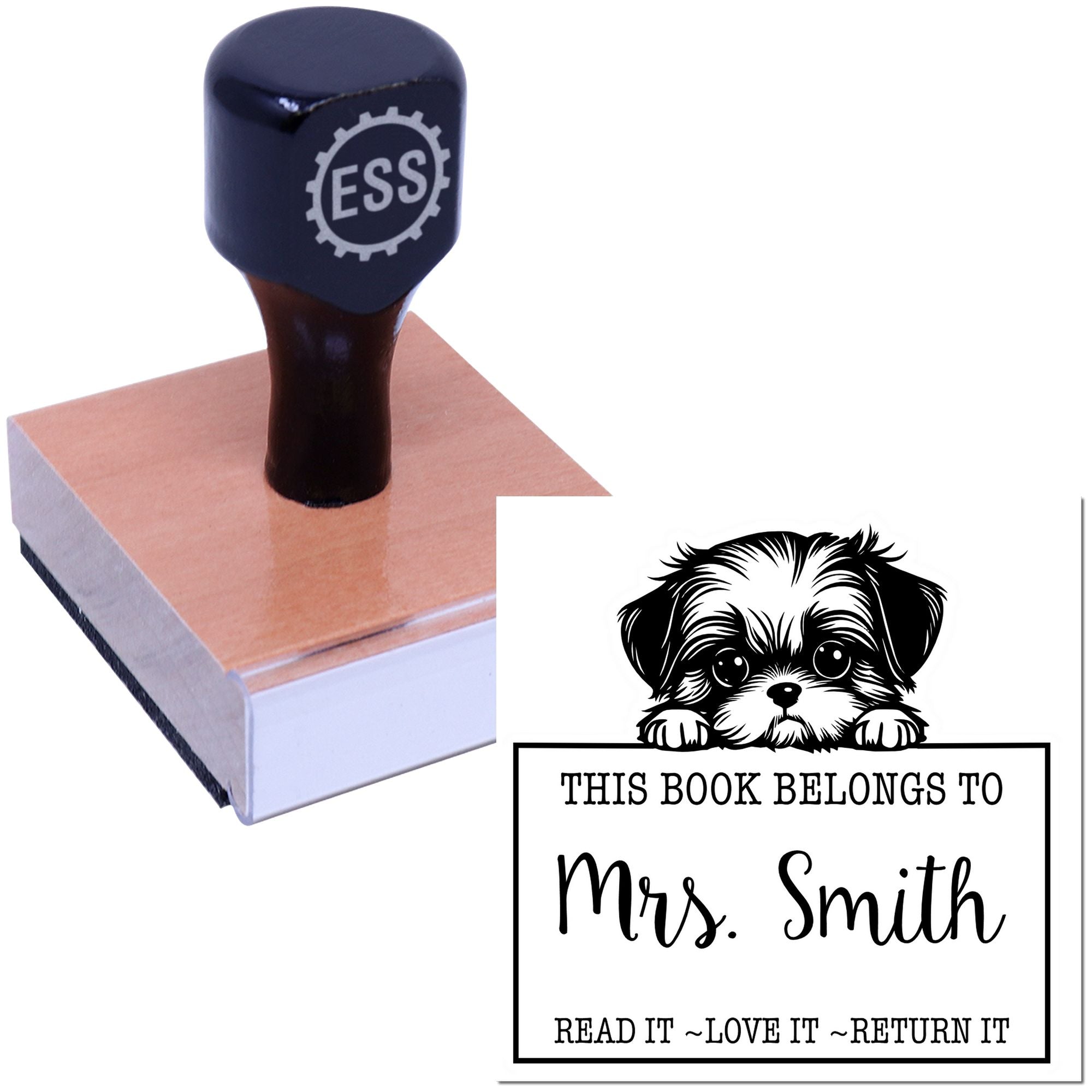 Shih Tzu Personalizable Bibliophile Rubber Stamp