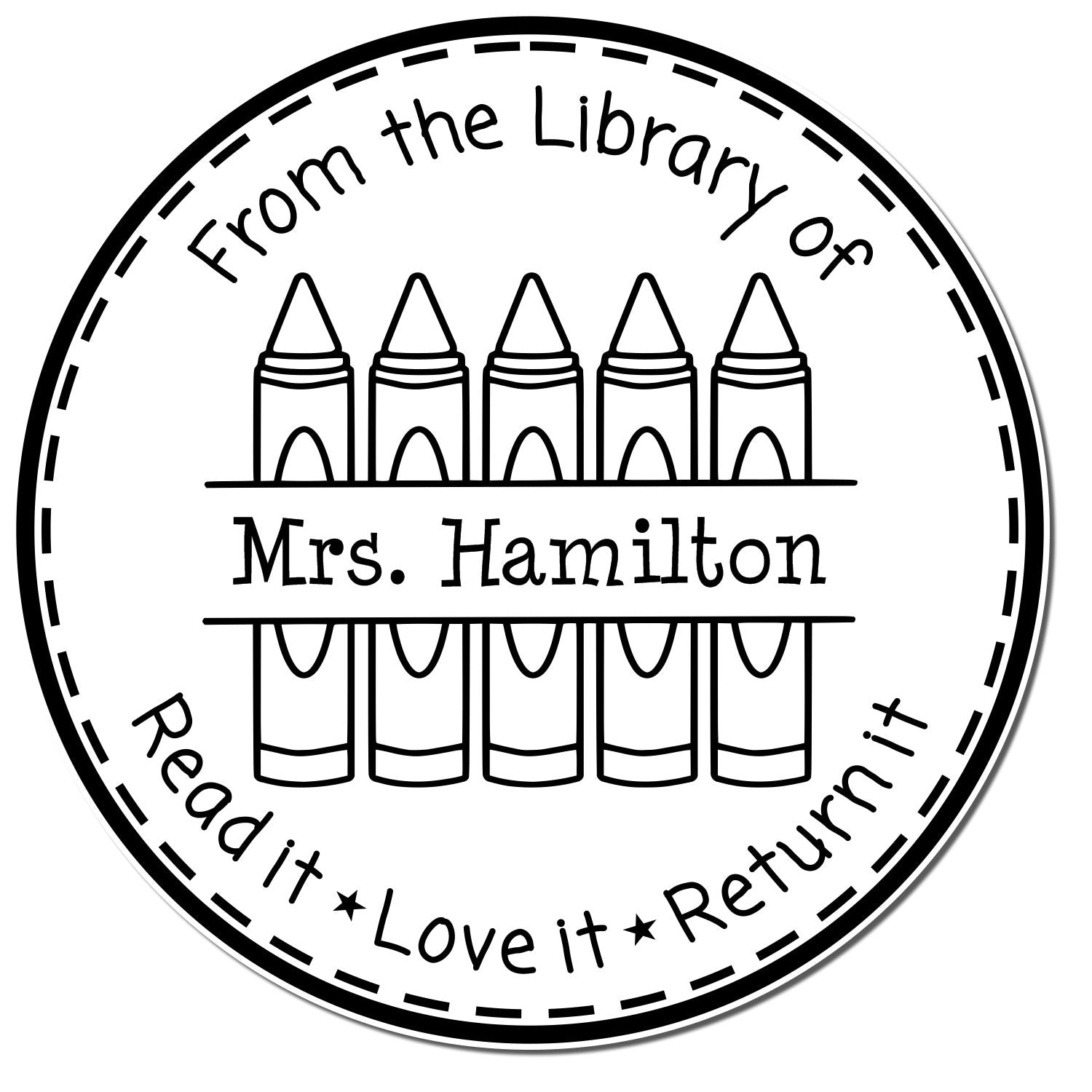Outline Crayons Customized Teacher Love Stamp