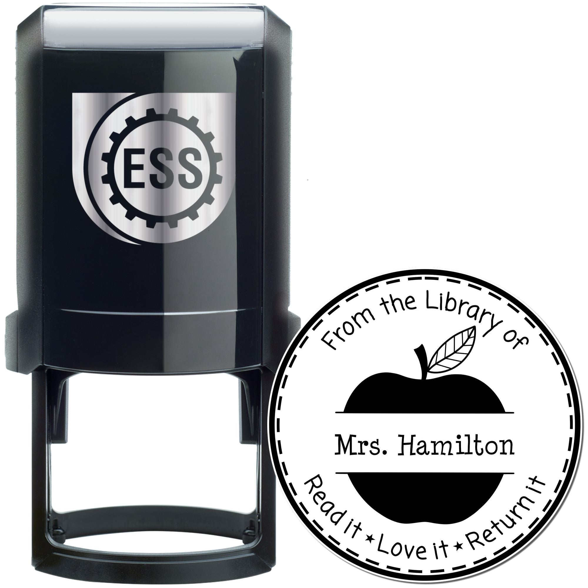 Solid Apple Self-Inking Custom School Library Stamp