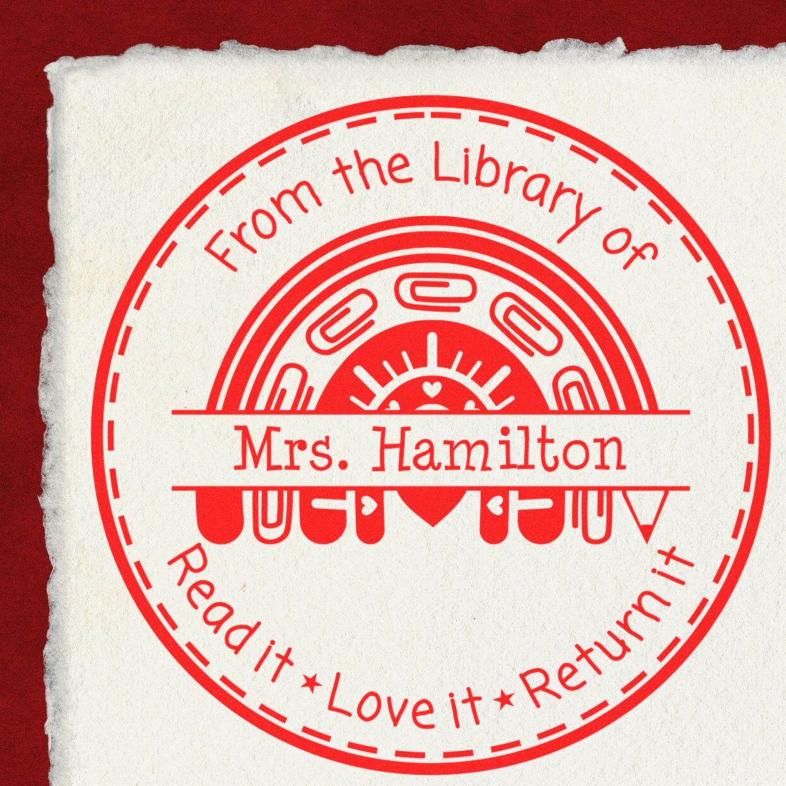 Pre-Inked Paperclip Rainbow Teacher For Book Collection Stamp - Engineer Seal Stamps