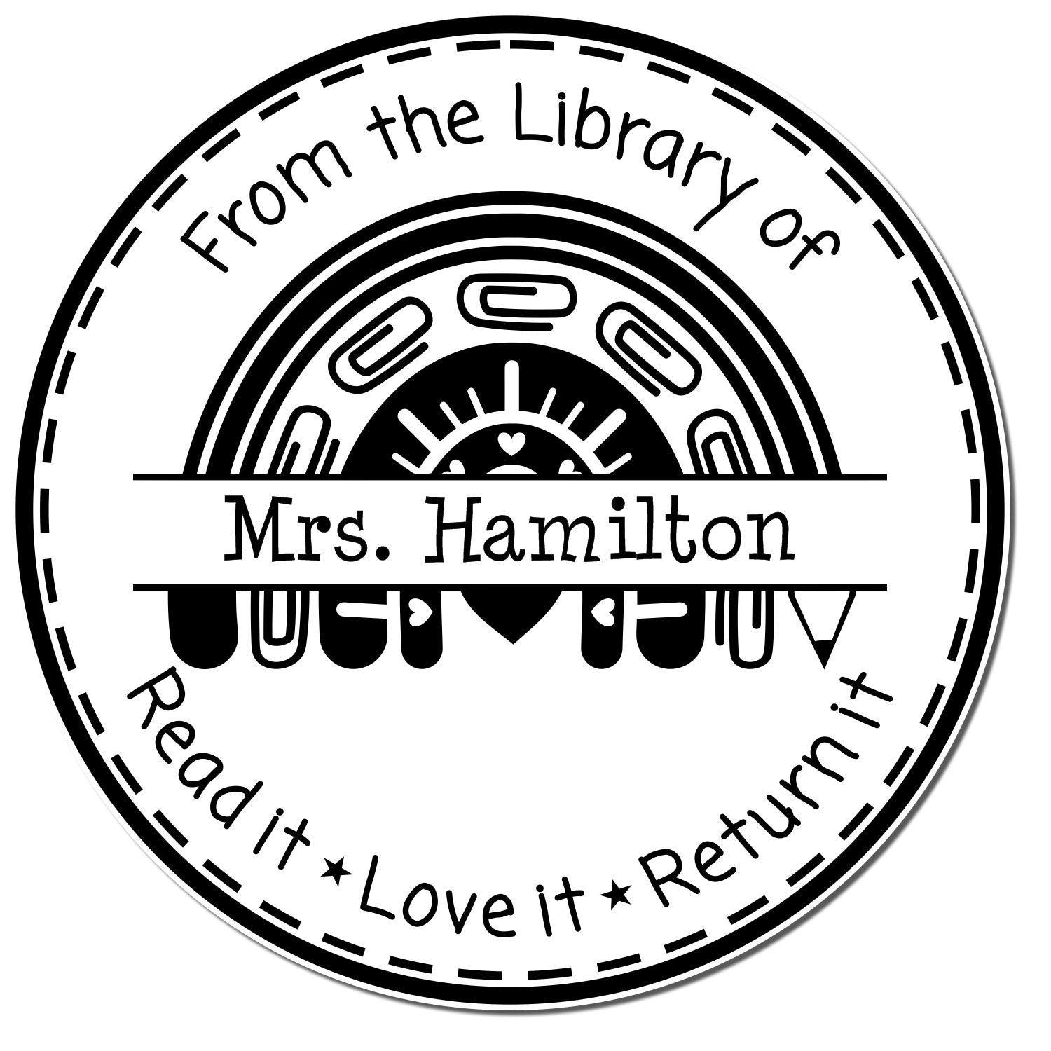 Paperclip Rainbow Self-Inking Custom Teacher's Book Label Stamp - Engineer Seal Stamps