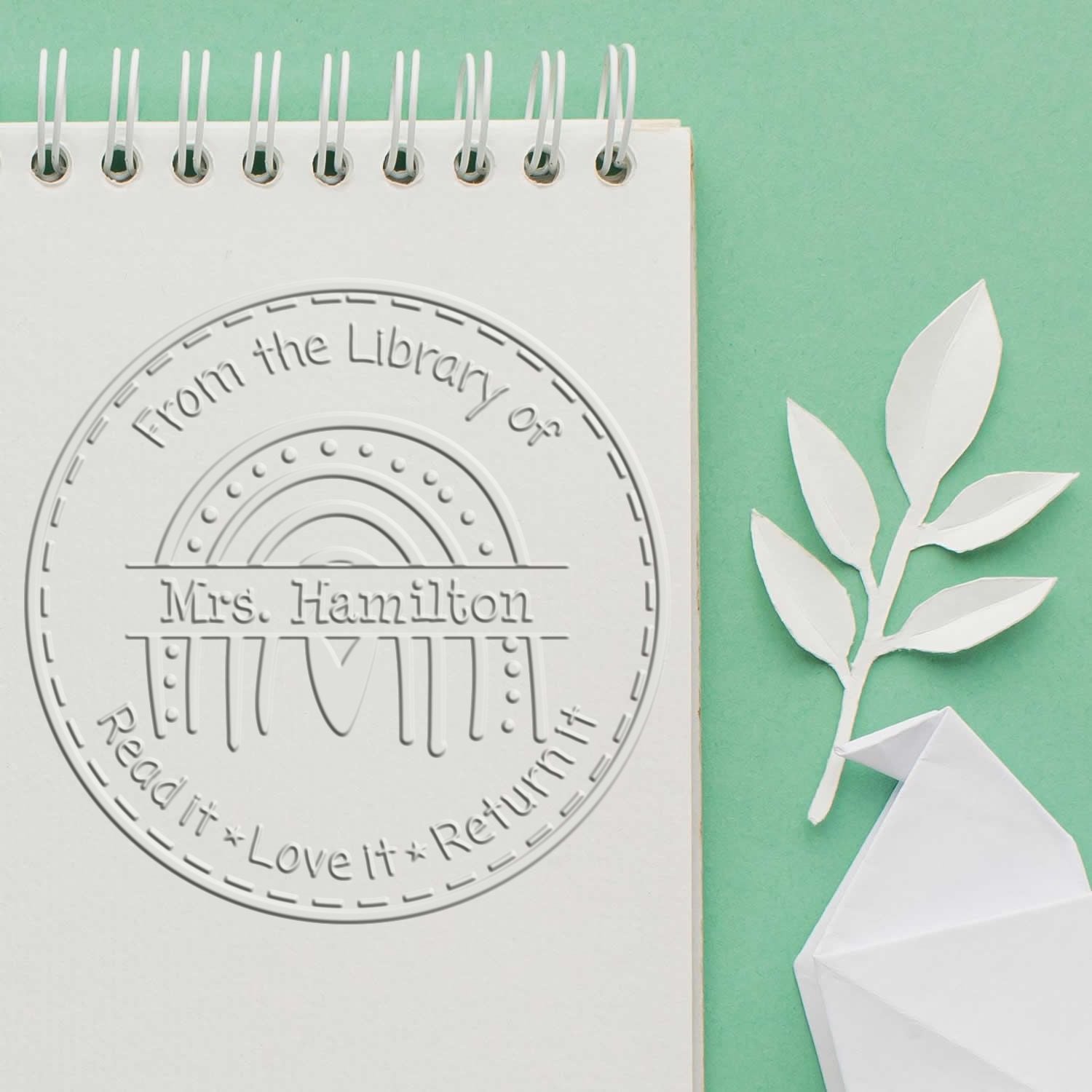 Hybrid Boho Rainbow Personalized Teacher Reading Corner Embosser - Engineer Seal Stamps