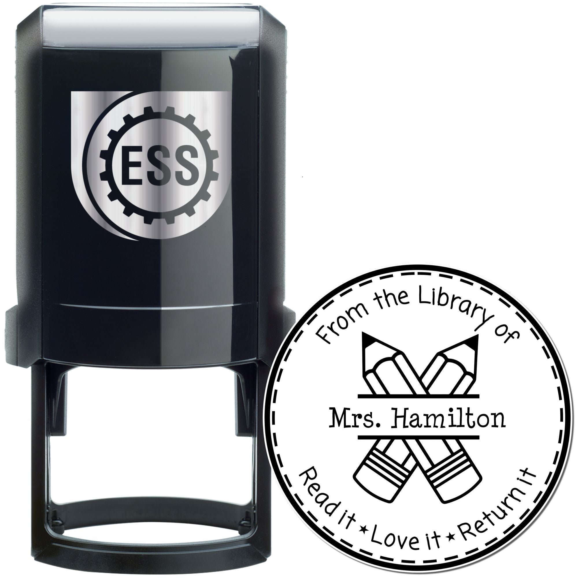 Two Pencils Self-Inking Custom Teacher Imprint Stamp | Engineer Seal Stamps