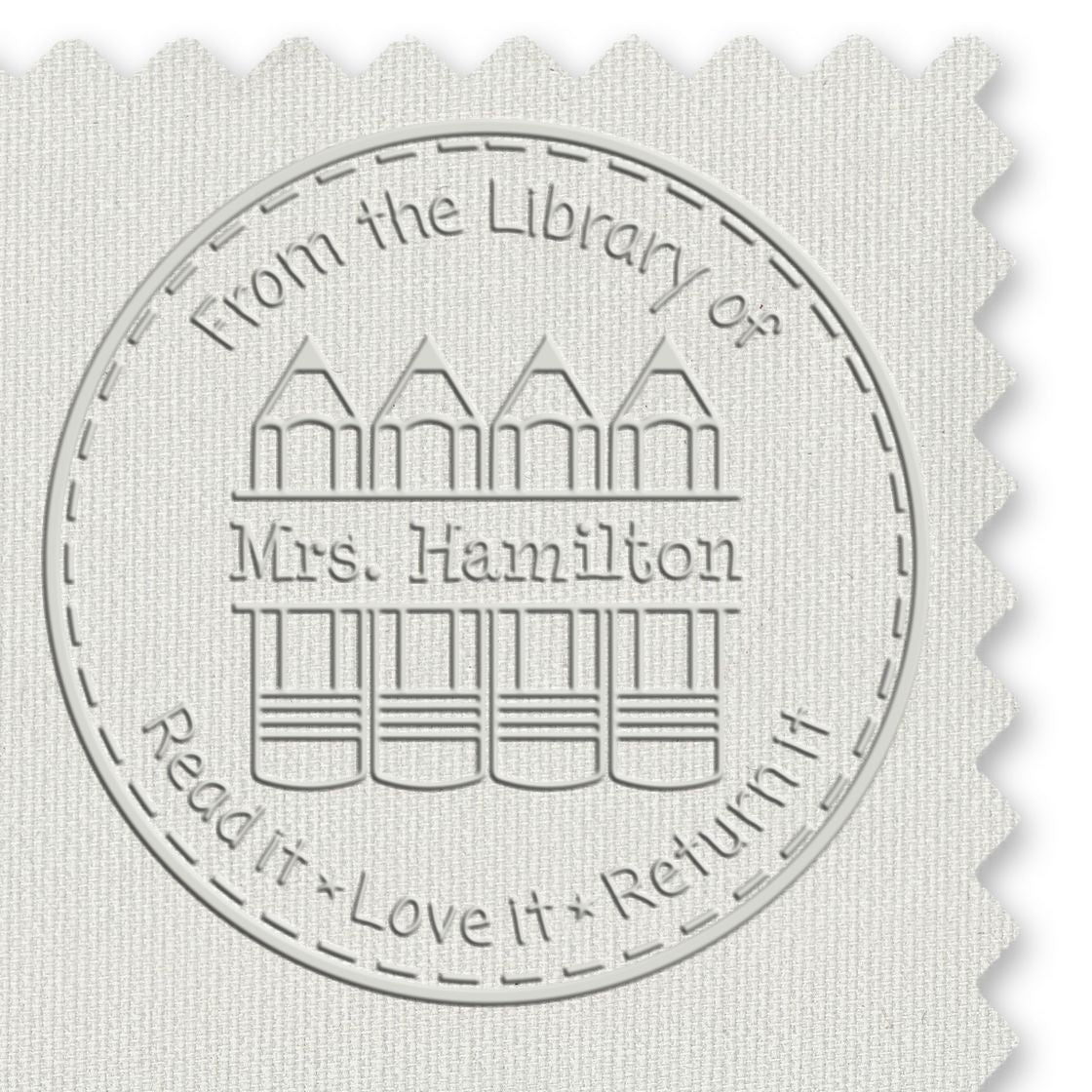 Hybrid Four Pencils Personalized Educator's Personal Library Embosser - Engineer Seal Stamps