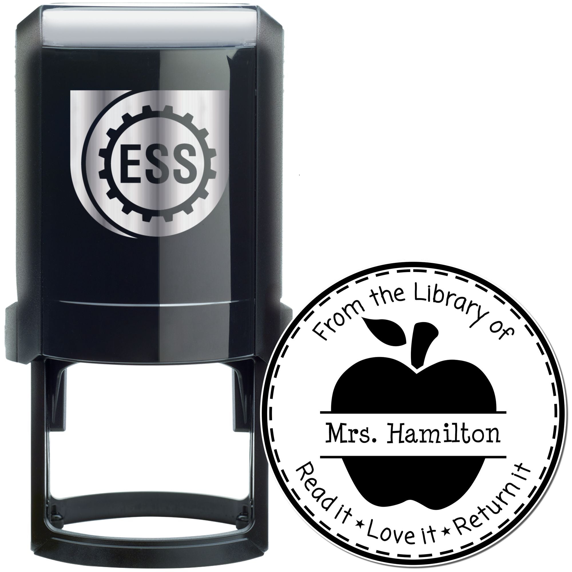 Solid Apple Self-Inking Custom Teacher Literacy Corner Stamp