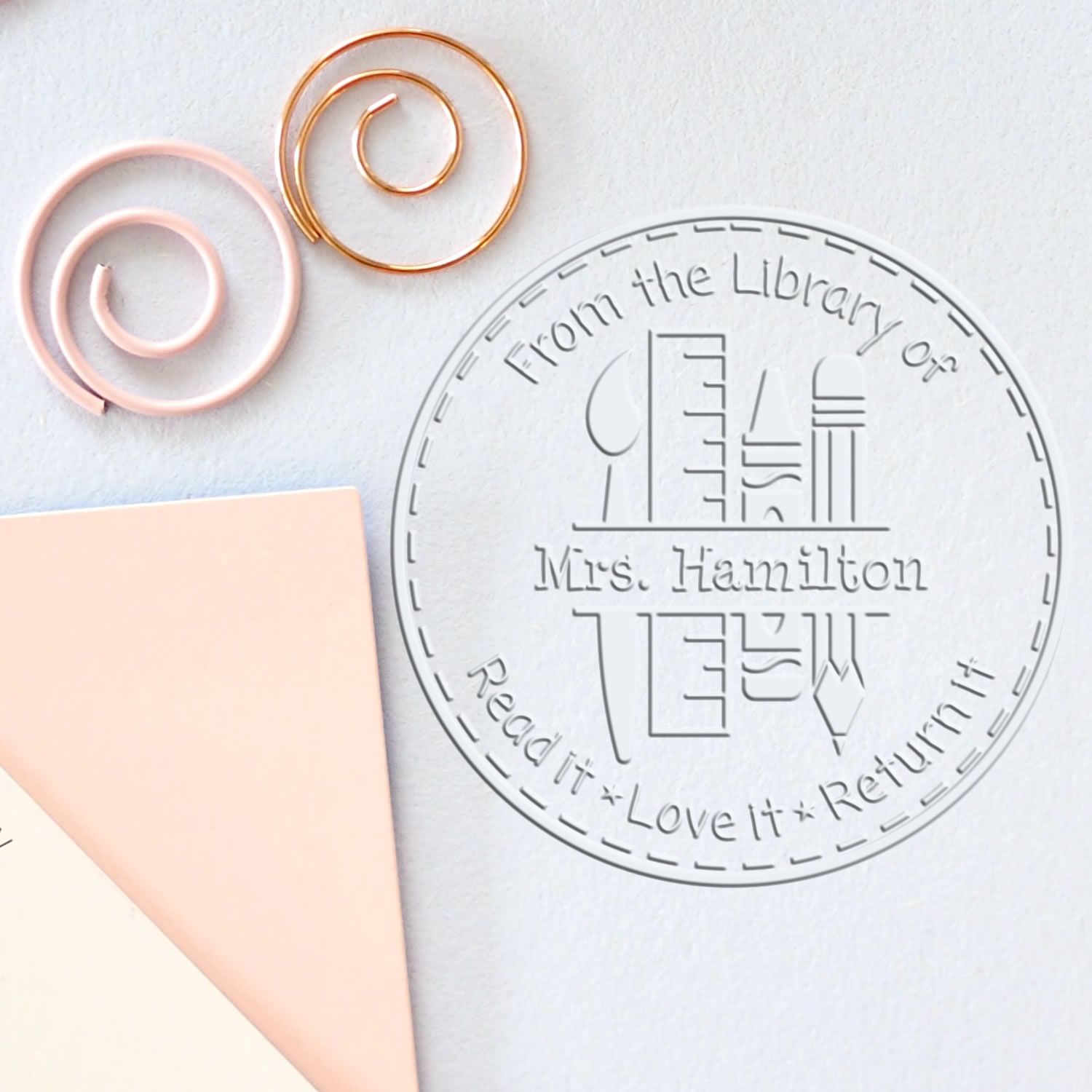 Hybrid Art Tools Personalized Teacher Book Return Embosser - Engineer Seal Stamps