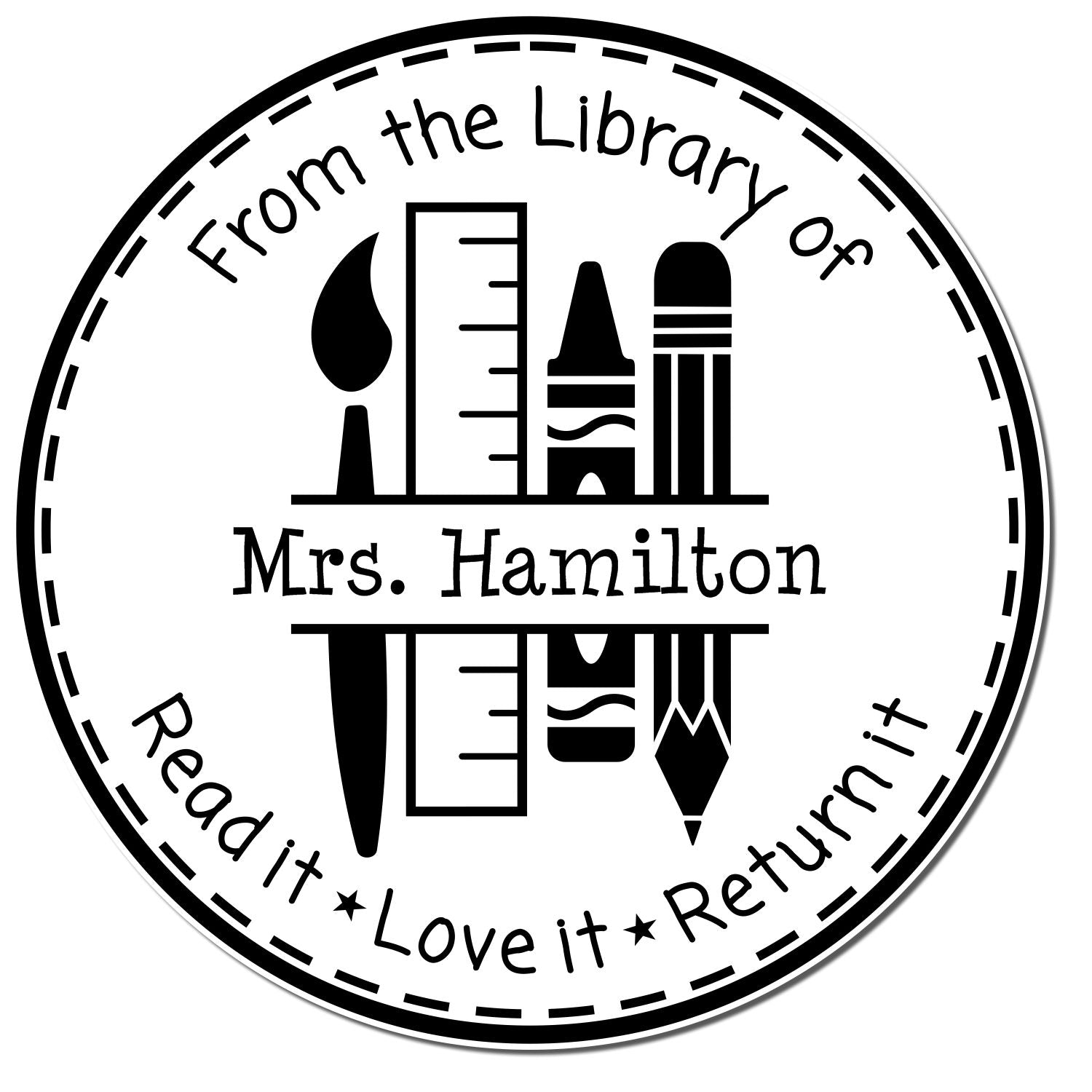 Pre-Inked Art Tools Customized Library With Teacher's Name Stamp - Engineer Seal Stamps