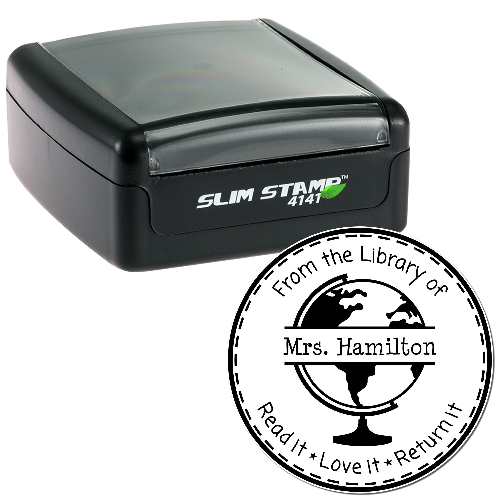 Pre-Inked Globe Customized Book Ownership For Classroom Stamp - Engineer Seal Stamps