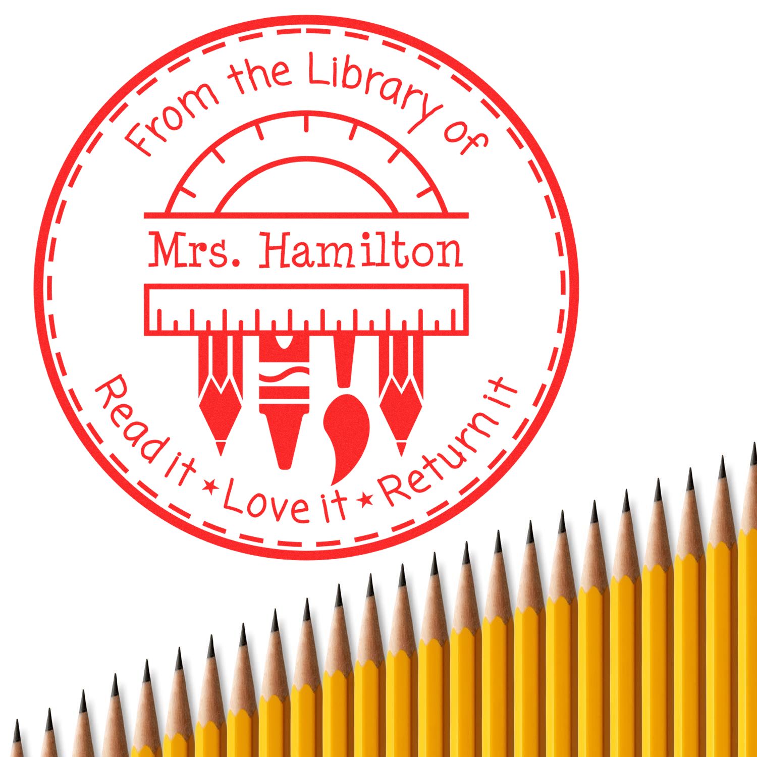 Protractor Customized Library Book For Teachers Stamp
