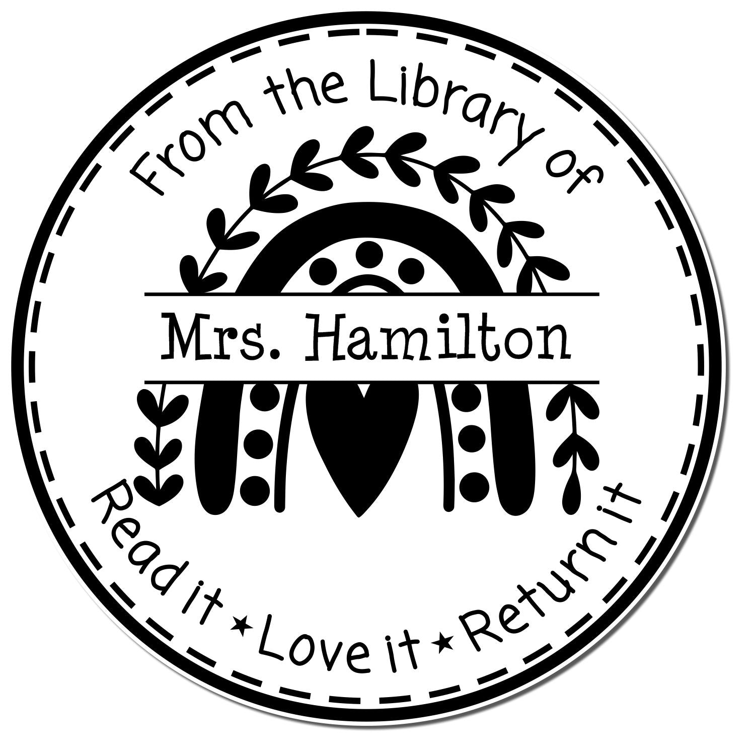 Heart Rainbow PSI Pre-Inked Personalizable Teacher Appreciation Gift Idea Stamp - Engineer Seal Stamps