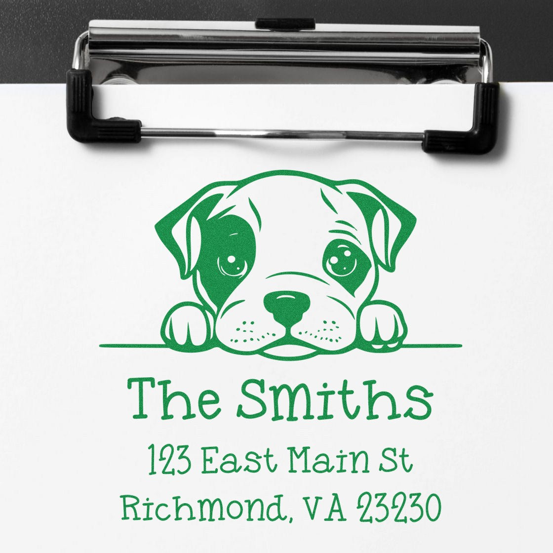 Wood Handle American Staffordshire Terrier Puppy Custom Mailing Stamp