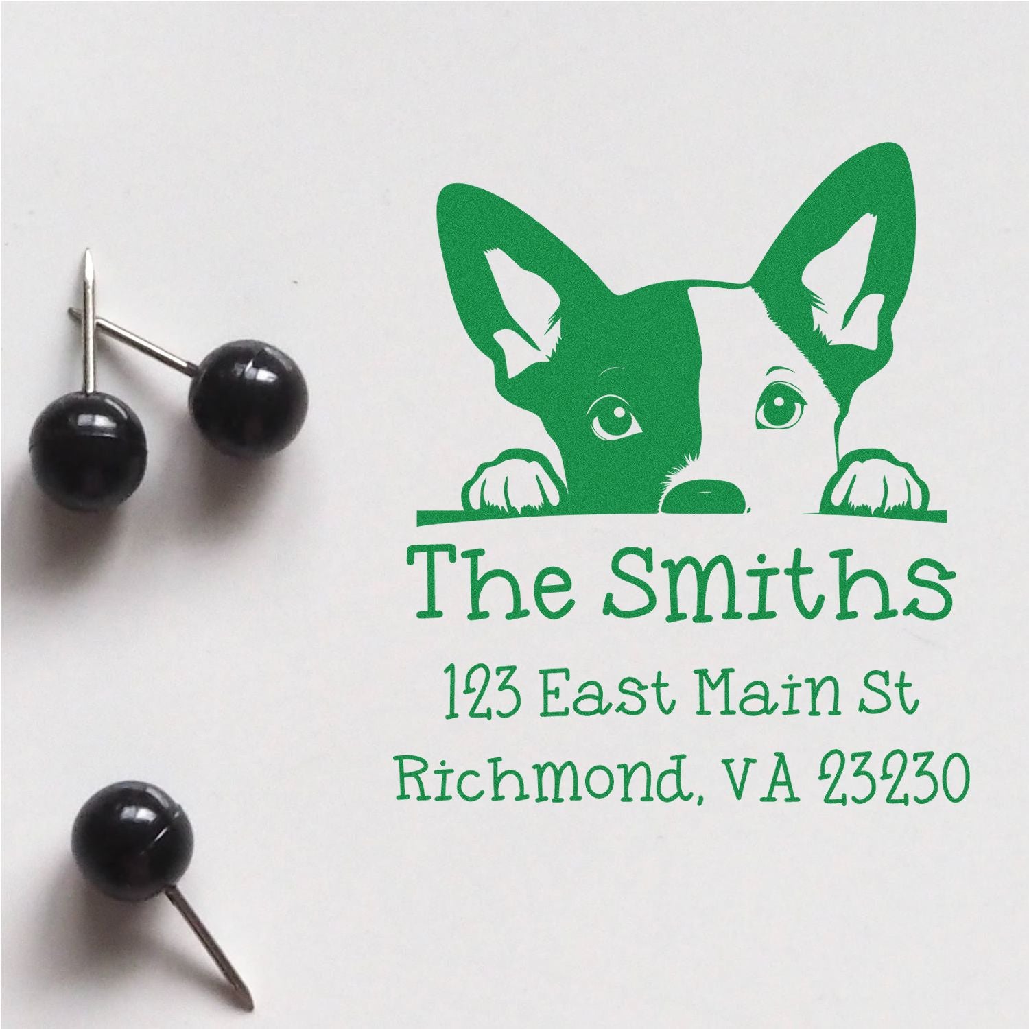 Wood Handle Basenji Puppy Custom New Home Address Stamp