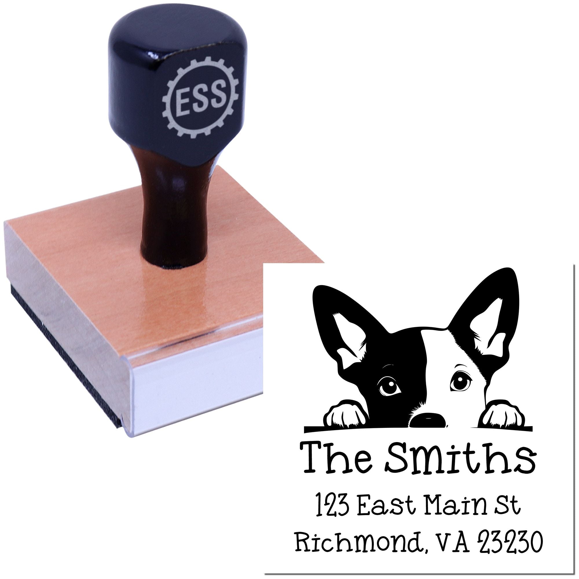 Wood Handle Basenji Puppy Custom New Home Address Stamp