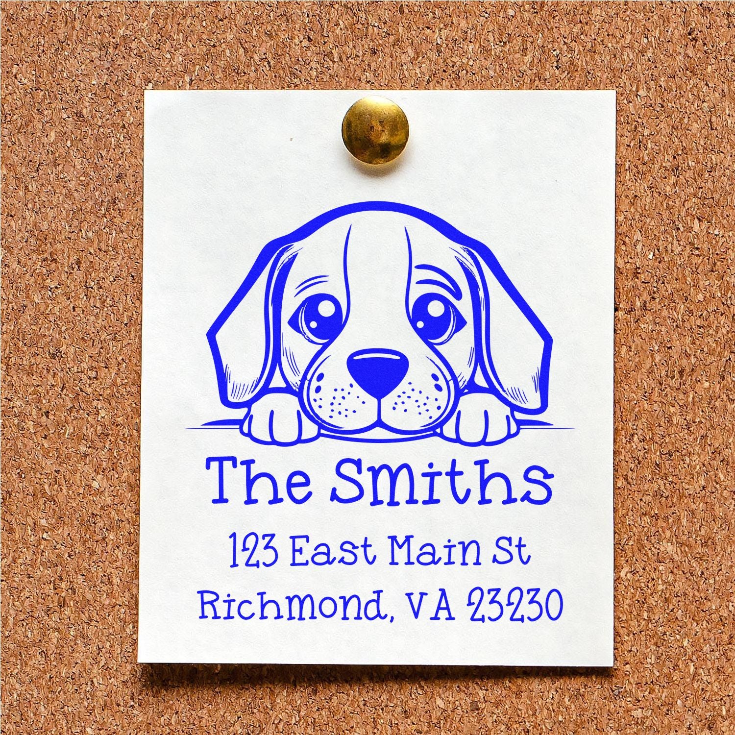 Wood Handle Beagle Puppy Custom Mailing Address Stamp