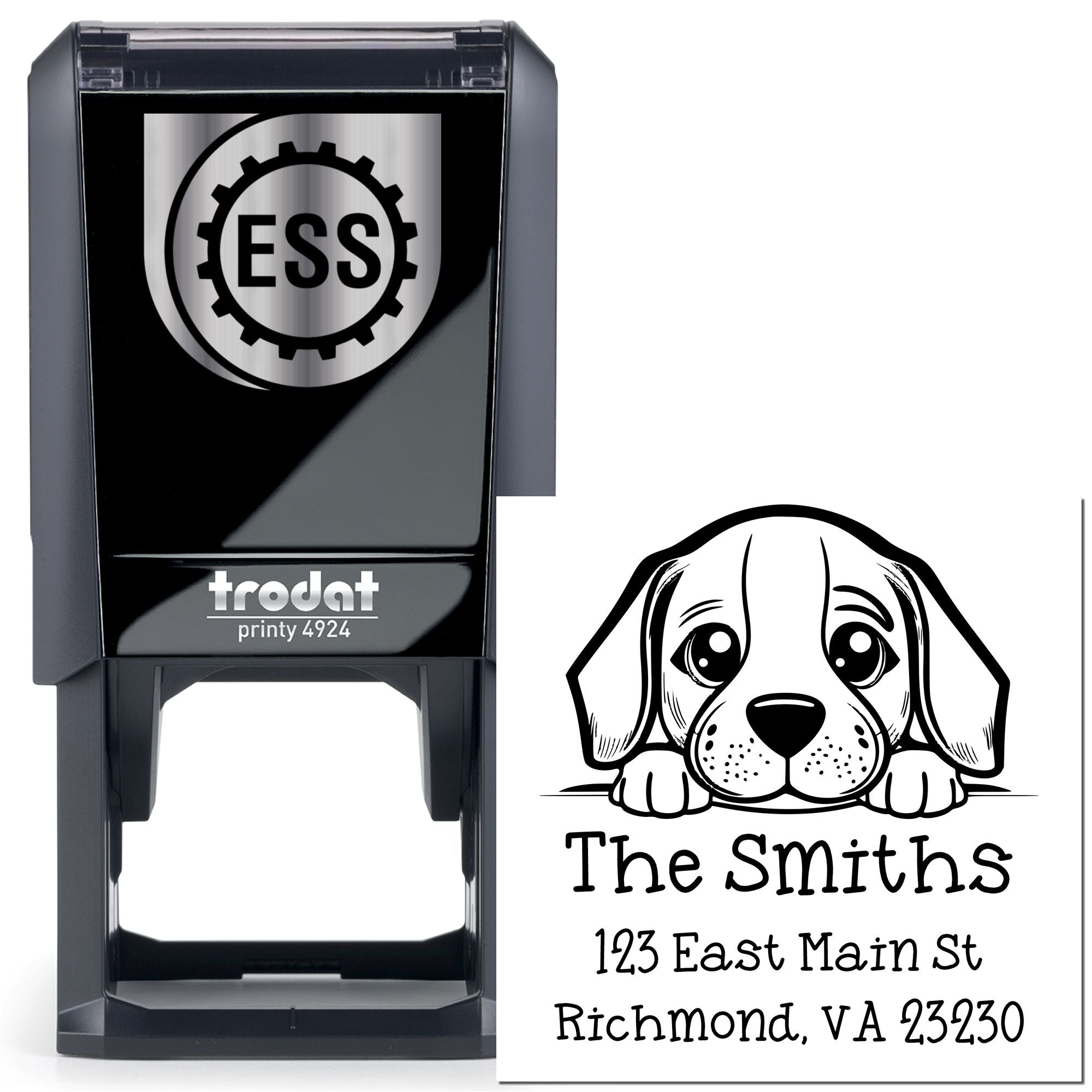 Self-Inking Beagle Peeking Puppy Address Return Stamp