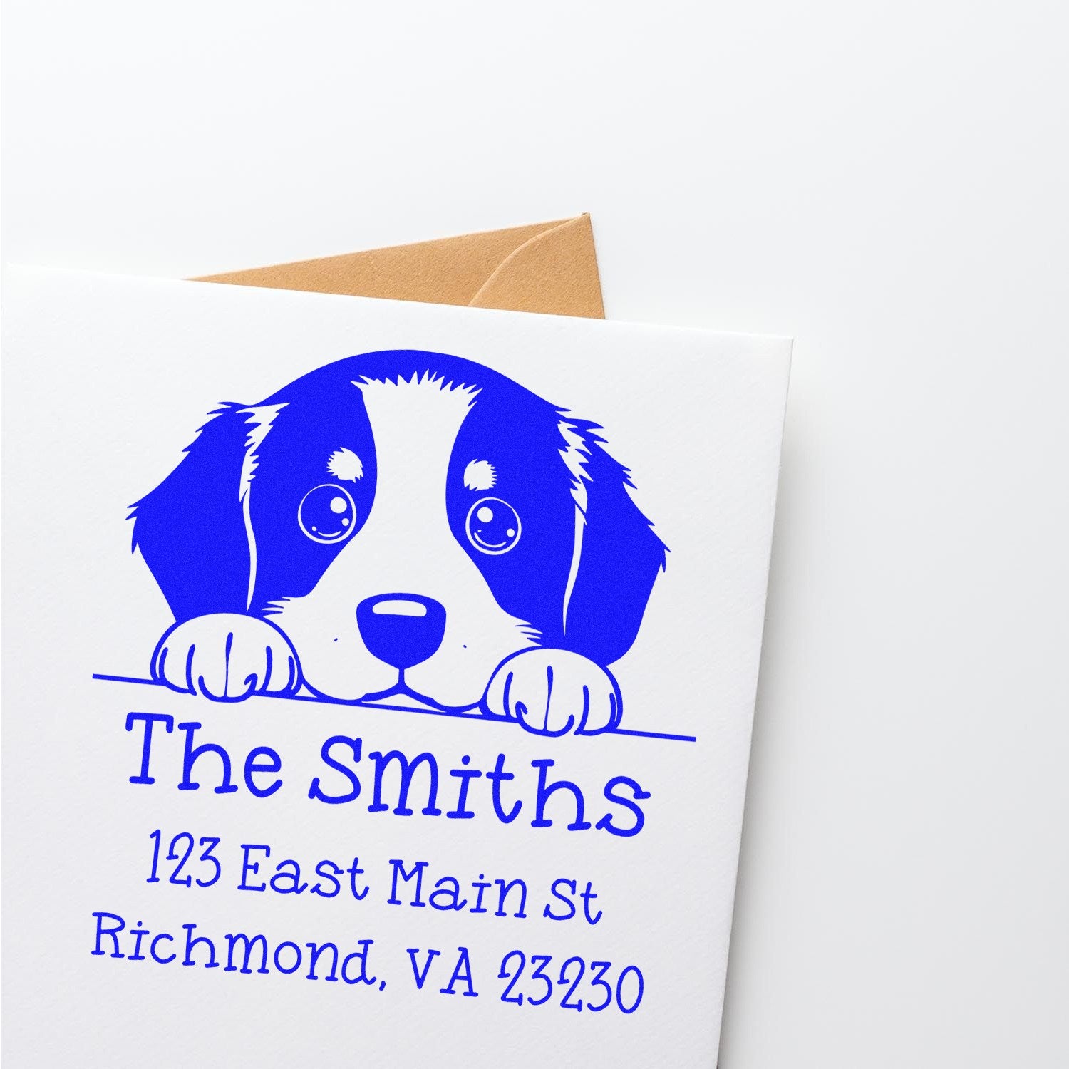 Wood Handle Bernese Mountain Puppy Custom New Address Stamp