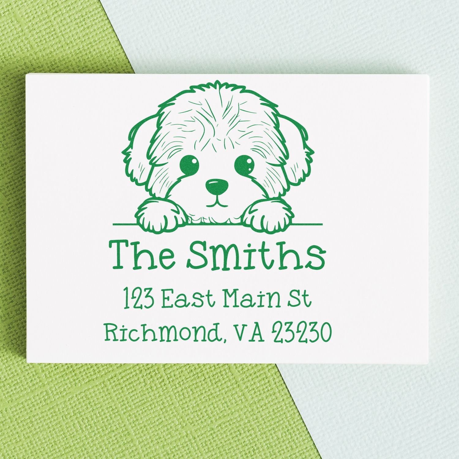 Wood Handle Bichon Frise Puppy Custom Home Address Stamp