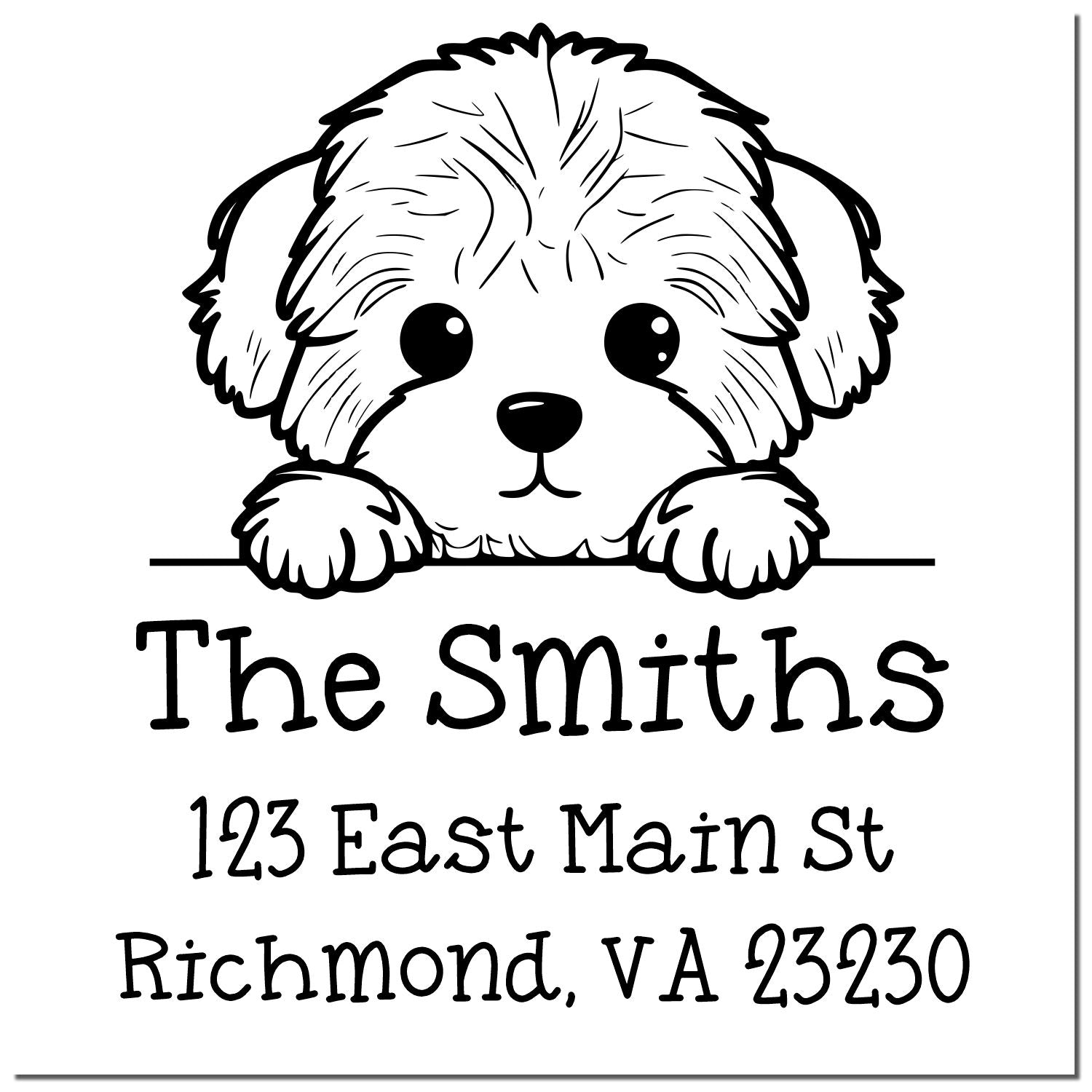 Wood Handle Bichon Frise Puppy Custom Home Address Stamp