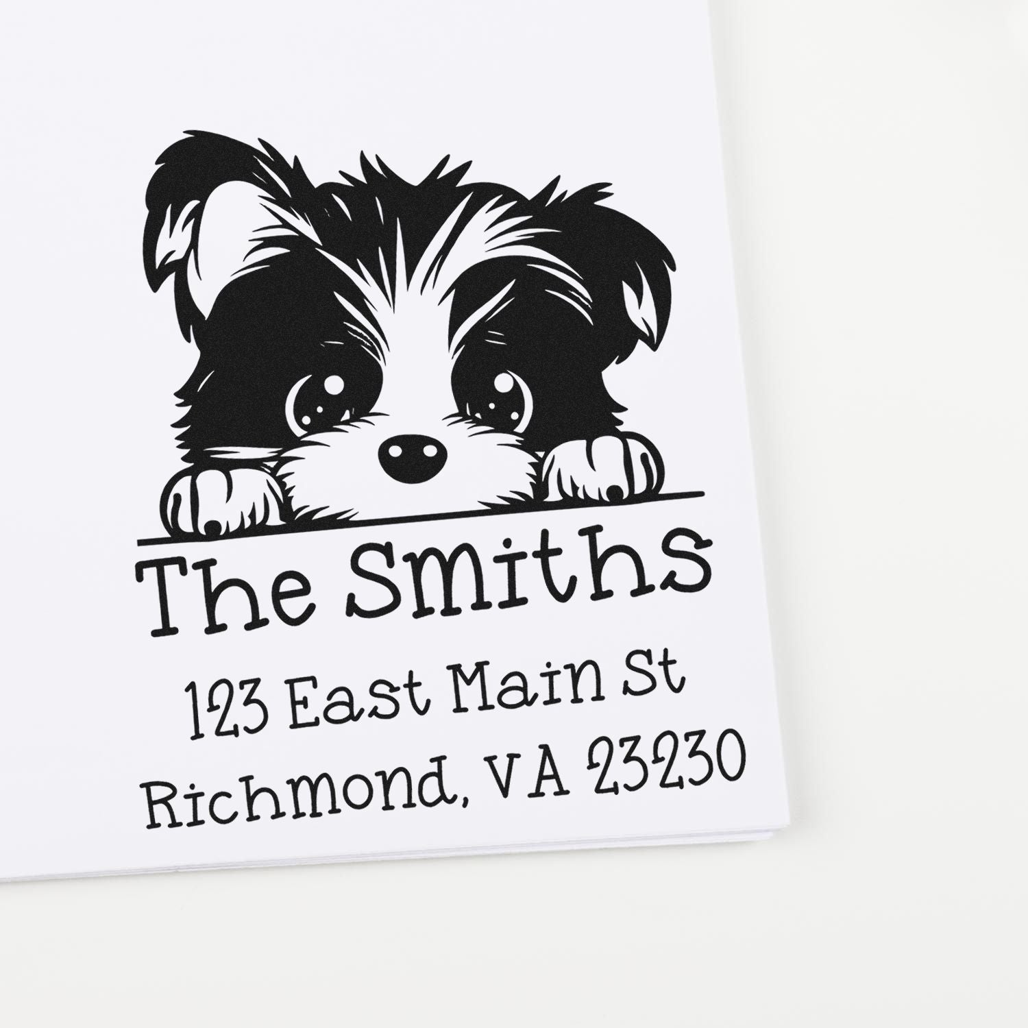 Wood Handle Biewer Terrier Puppy Custom Address Label Stamp