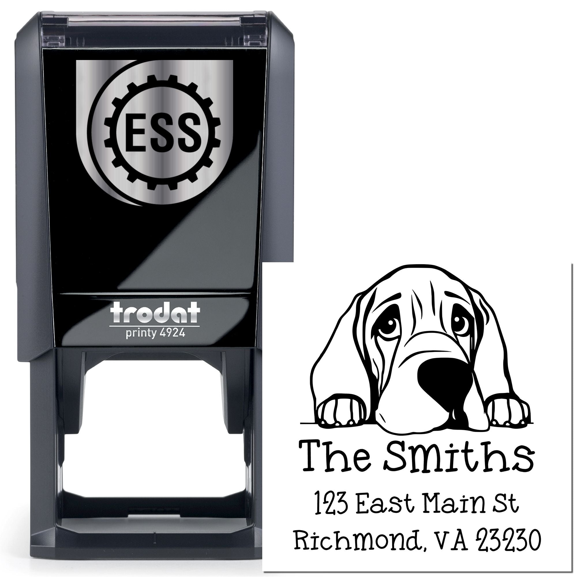 Self-Inking Bloodhound Peeking Puppy Address Label Stamp