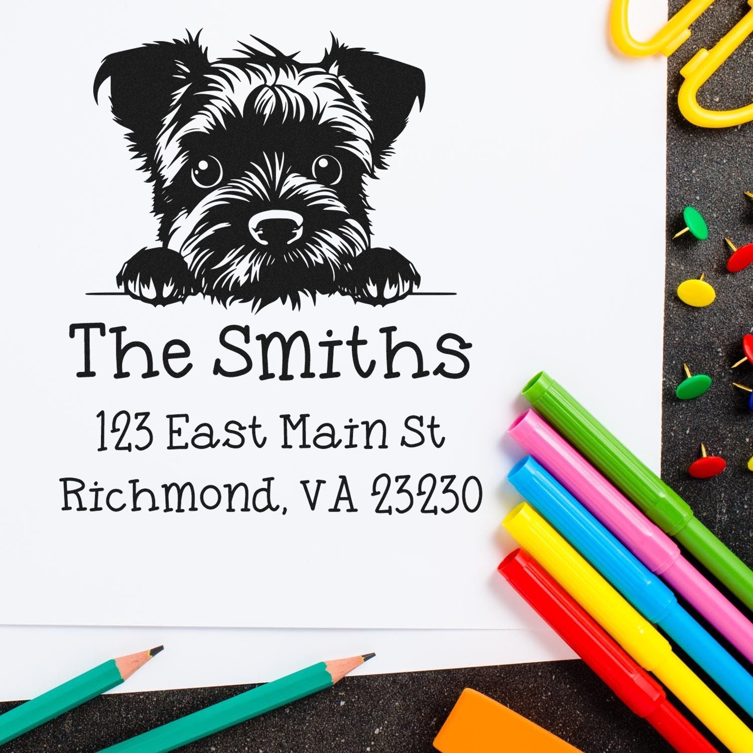 Slim Border Collie Customized Address Label Stamp