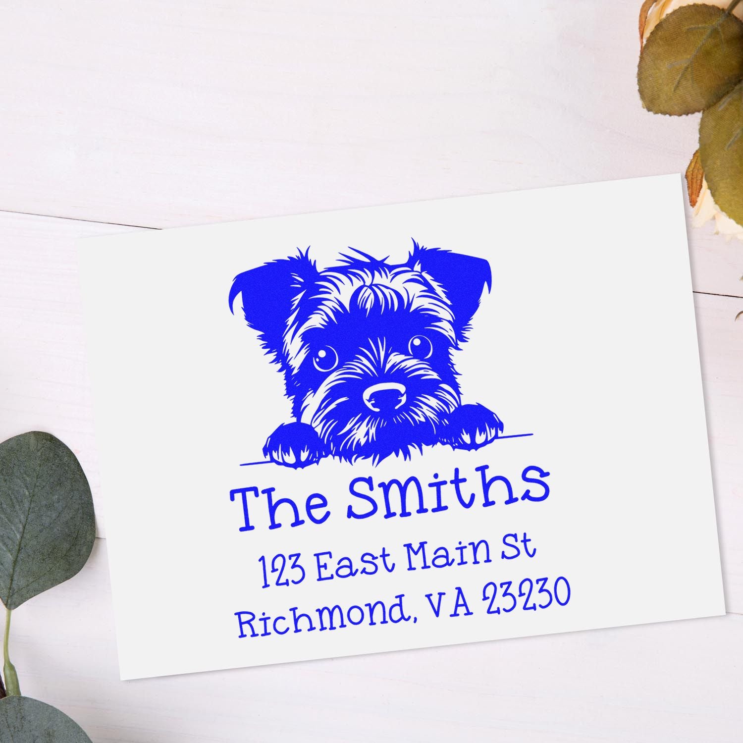 Wood Handle Border Collie Puppy Custom Address Return Stamp