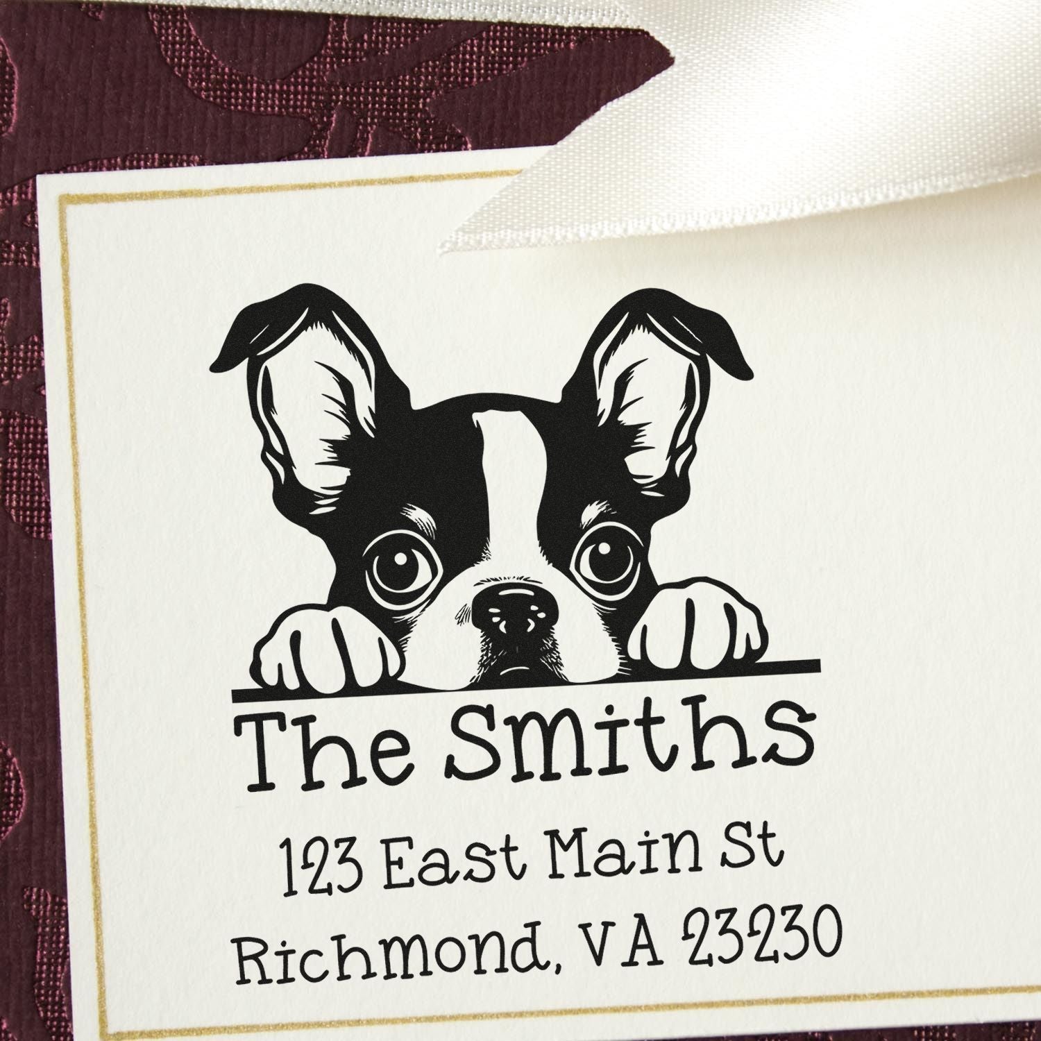 Slim Boston Terrier Customized Address Label Stamp