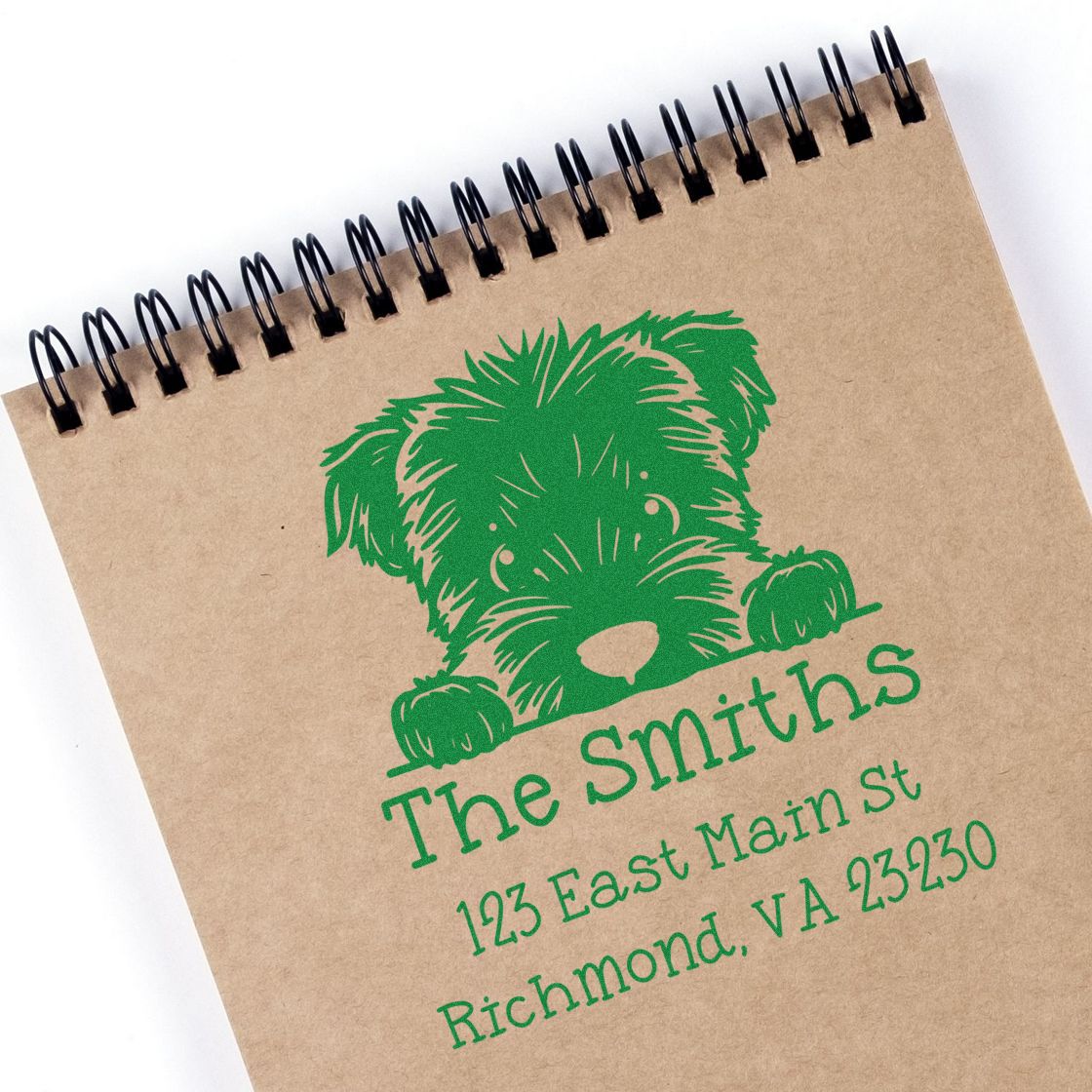 Wood Handle Bouvier Des Flandres Puppy Custom Return Address Stamp