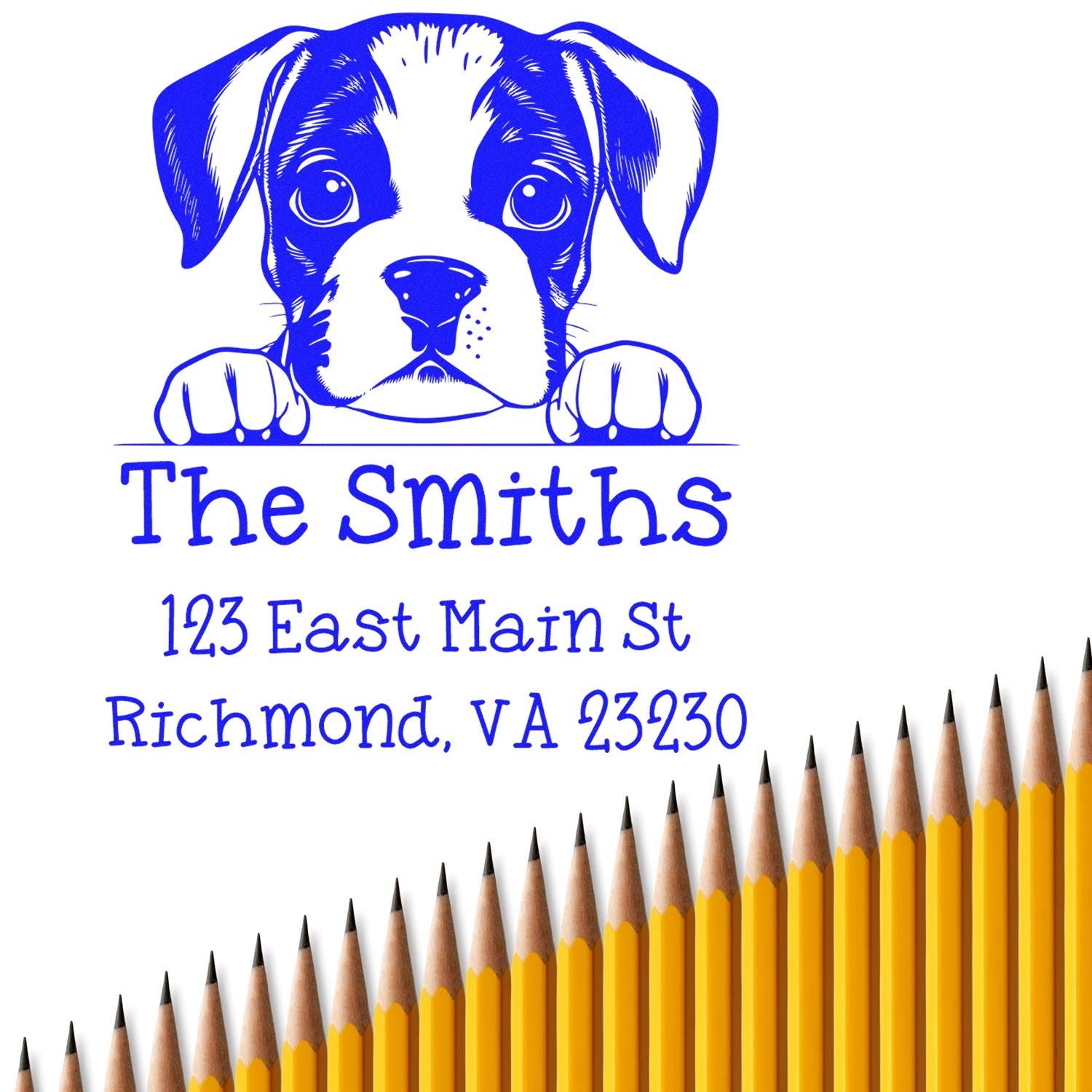 Wood Handle Boxer Puppy Custom Custom Address Stamp