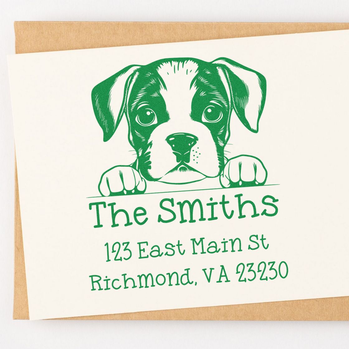 Wood Handle Boxer Puppy Custom Custom Address Stamp