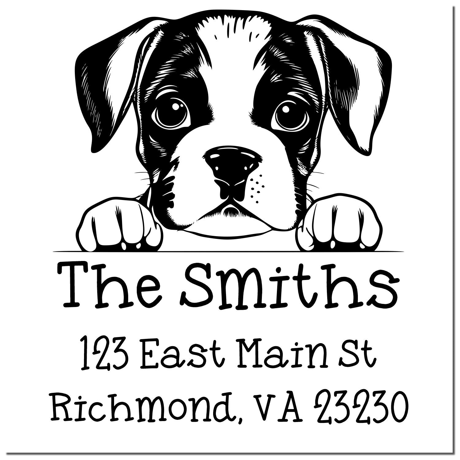 Wood Handle Boxer Puppy Custom Custom Address Stamp