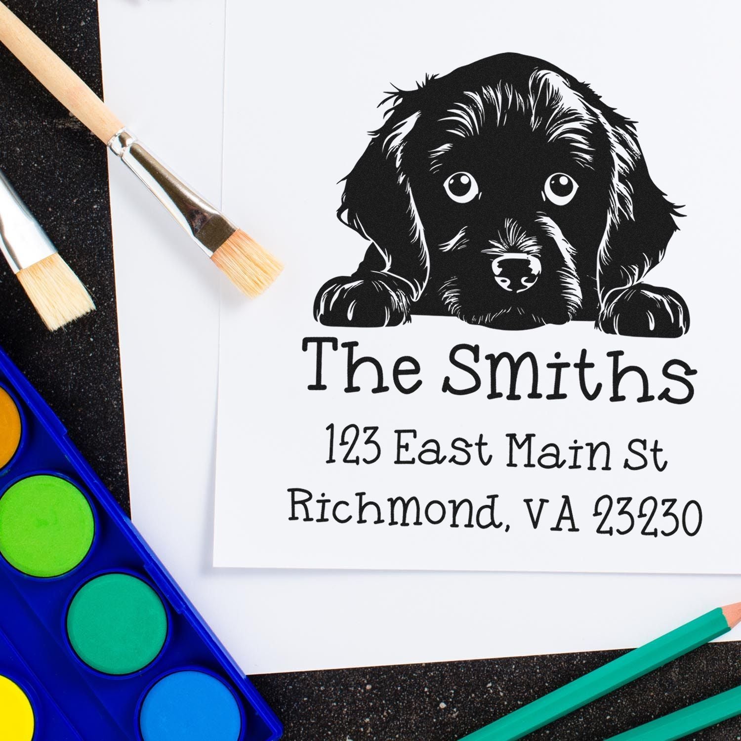 Wood Handle Boykin Spaniel Puppy Custom Custom Return Address Stamp