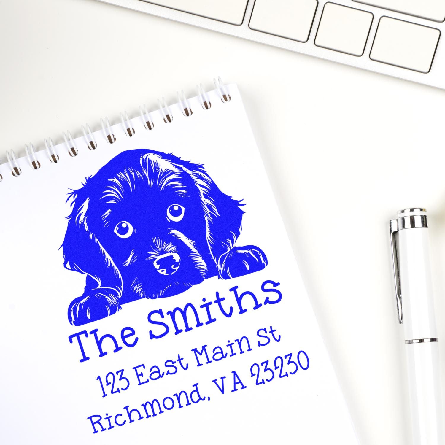 Self-Inking Boykin Spaniel Peeking Puppy Custom Address Stamp