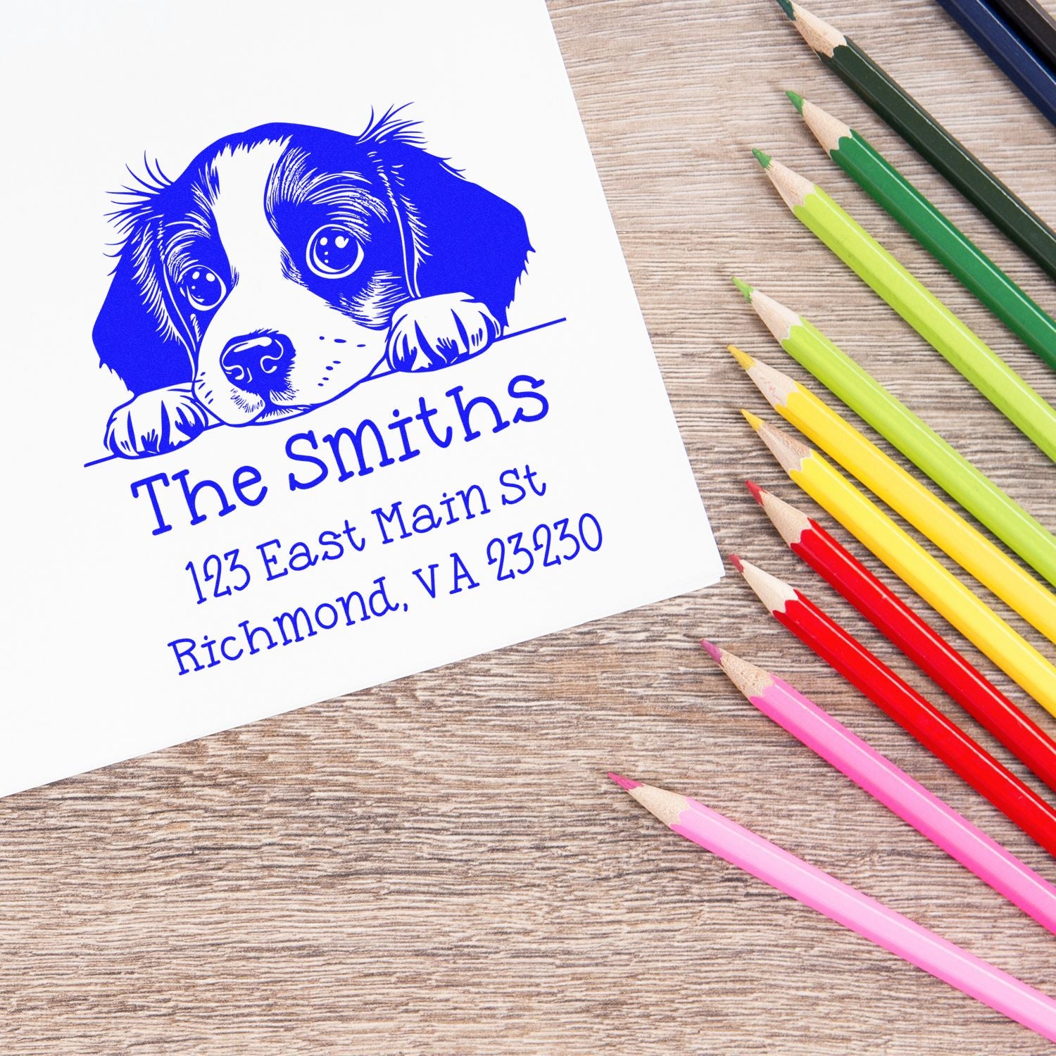 PSI Pre-Inked Brittany Puppy Dog Personalized Custom Address Stamp