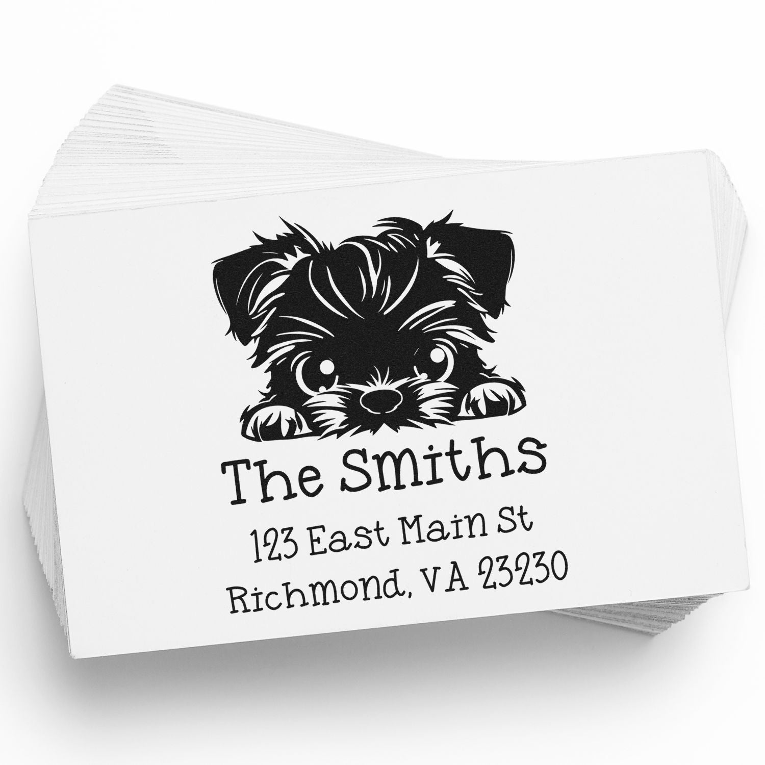 Self-Inking Brussels Griffon Peeking Puppy Name and Address Stamp