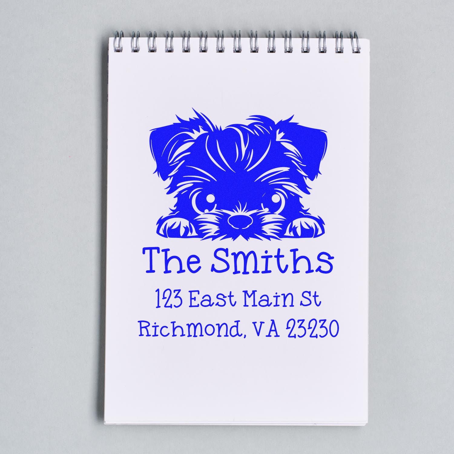 Self-Inking Brussels Griffon Peeking Puppy Name and Address Stamp