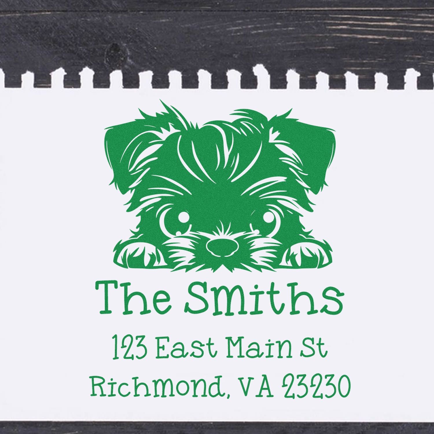 Self-Inking Brussels Griffon Peeking Puppy Name and Address Stamp