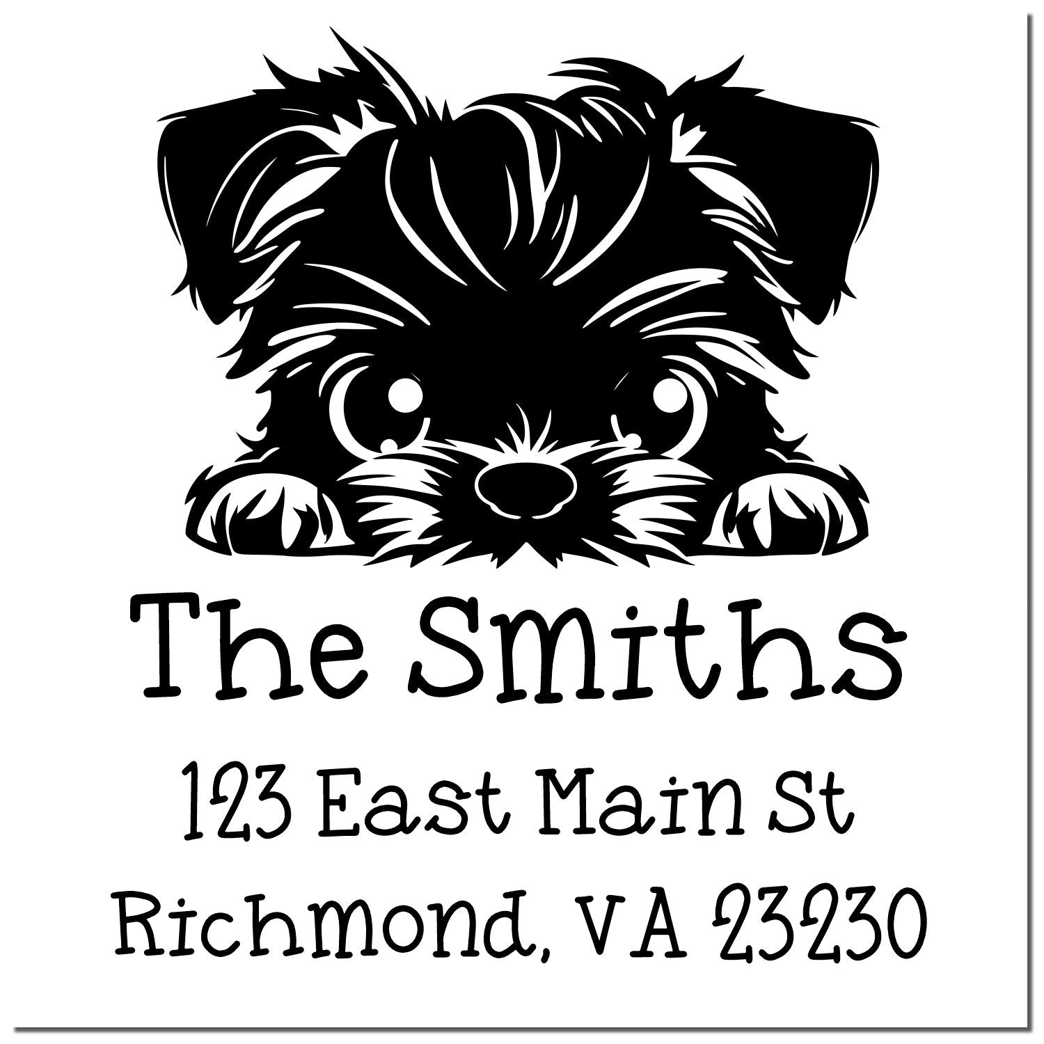 Self-Inking Brussels Griffon Peeking Puppy Name and Address Stamp